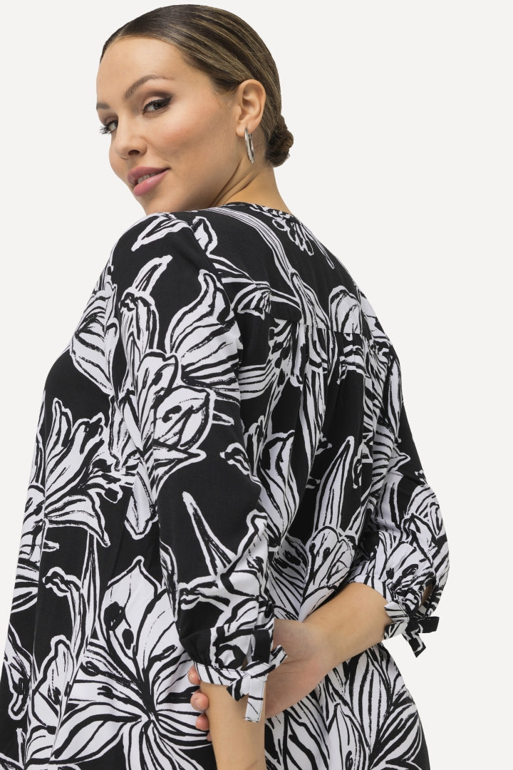 Ulla Popken Lily Print Blouse in Black