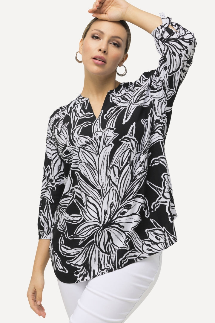 Ulla Popken Lily Print Blouse in Black
