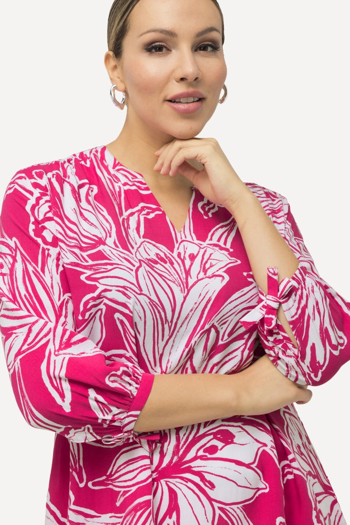 Ulla Popken Lily Print Blouse in Pink