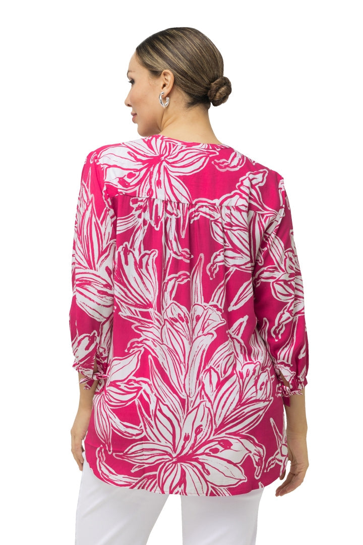 Ulla Popken Lily Print Blouse in Pink