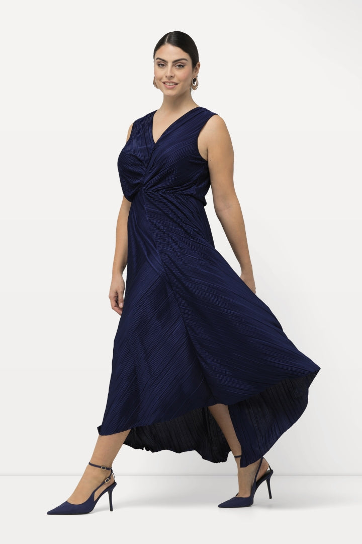 Ulla Popken Pleated Navy Dress