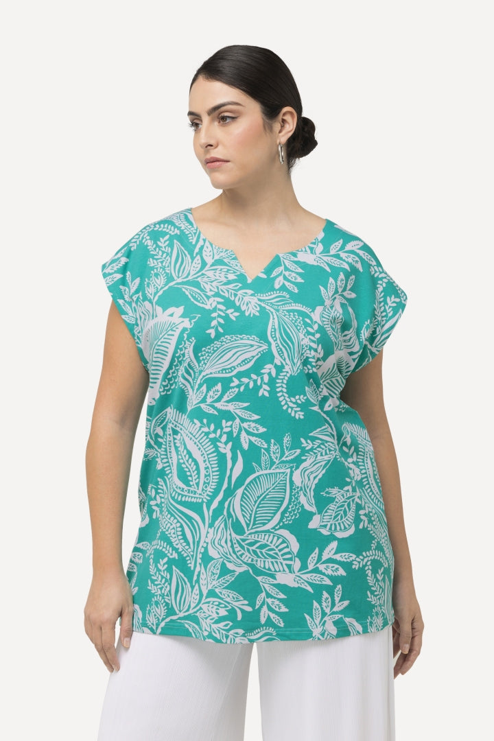 Ulla Popken Leaf Top in Green