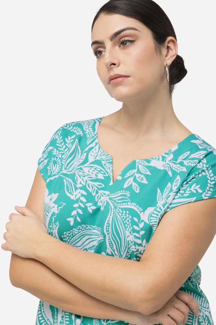 Ulla Popken Leaf Top in Green