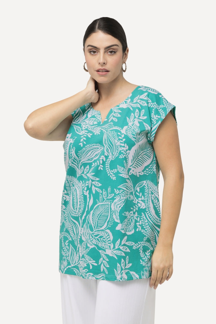 Ulla Popken Leaf Top in Green