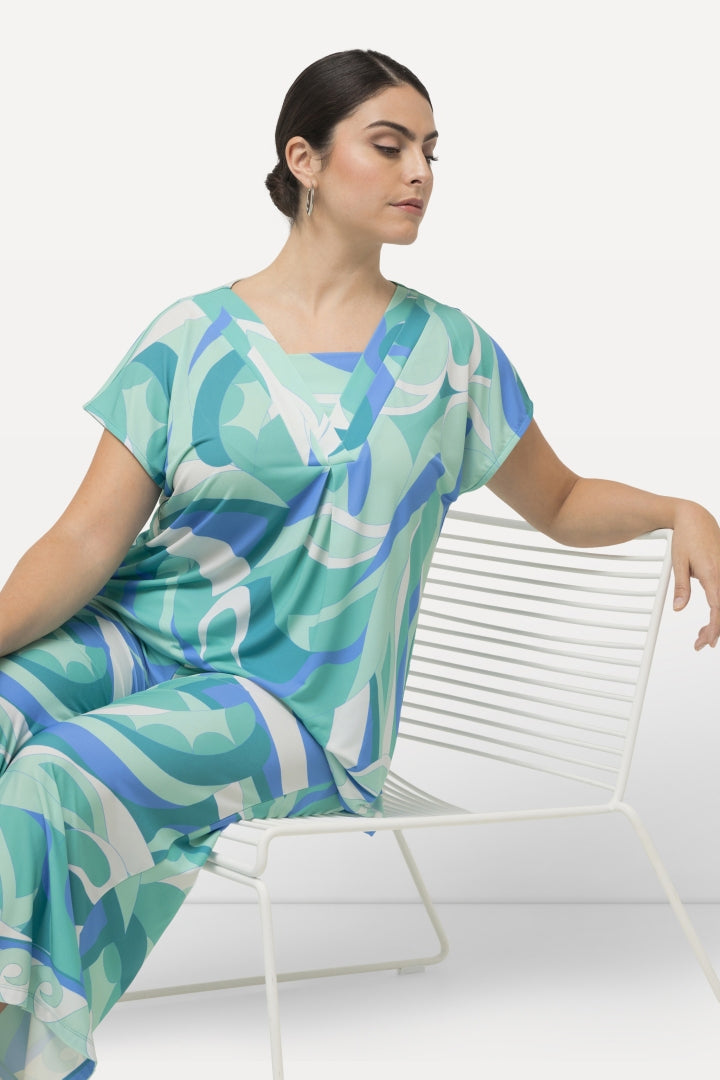 Ulla Popken Oversize T-Shirt in Green Print
