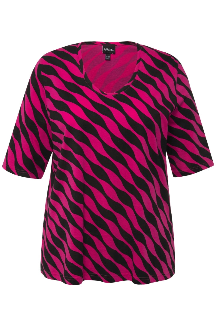 Ulla Popken Wavy Top in Pink