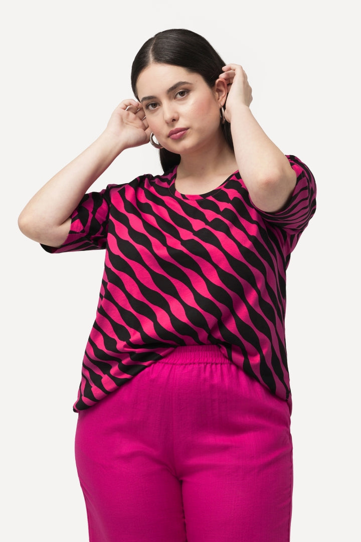 Ulla Popken Wavy Top in Pink
