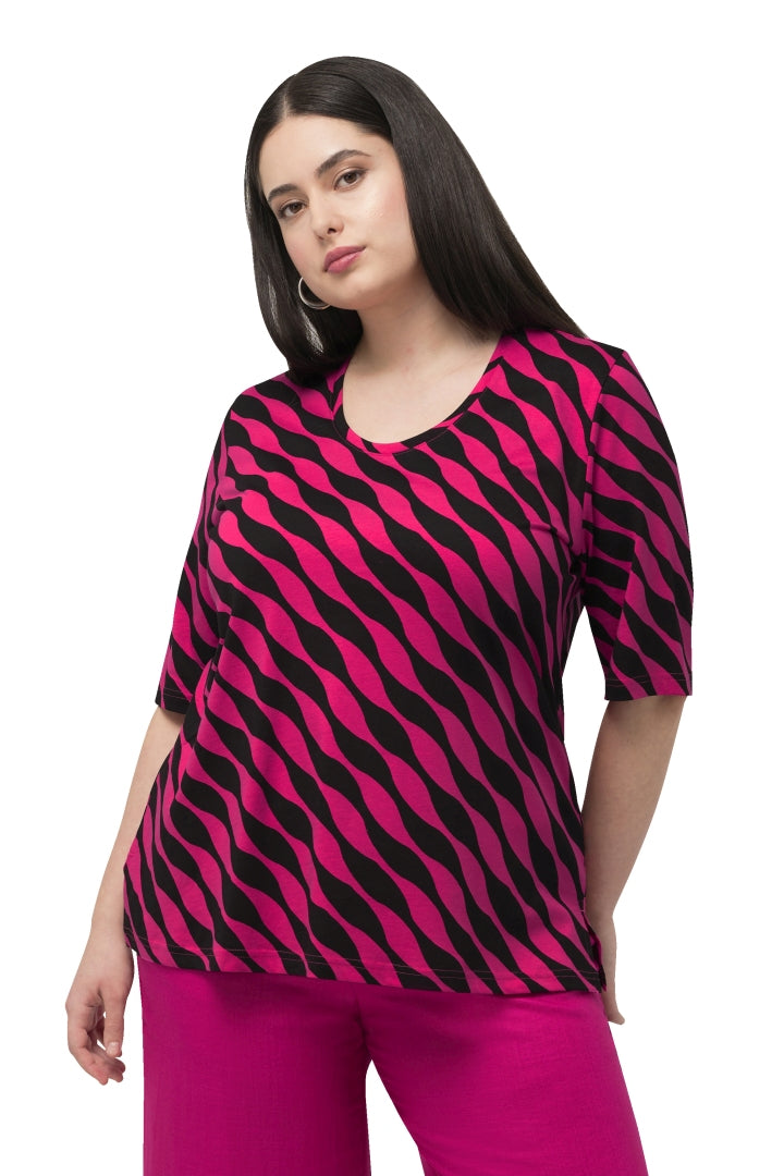 Ulla Popken Wavy Top in Pink