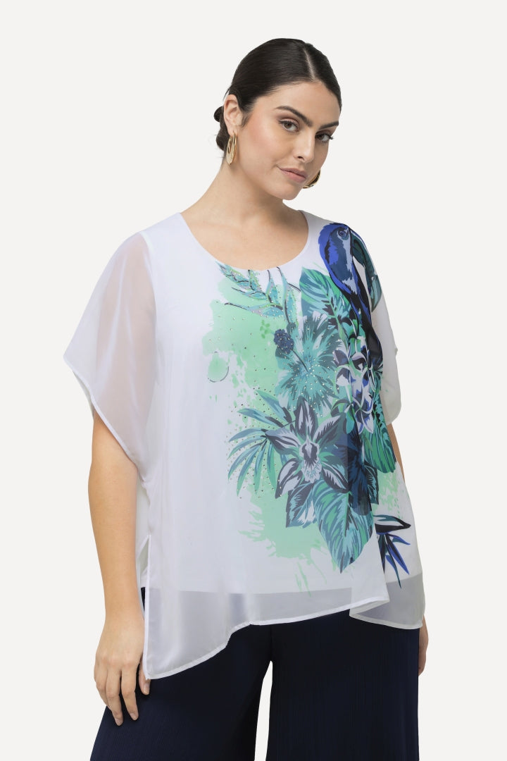 Ulla Popken Tropical Chiffon Blouse