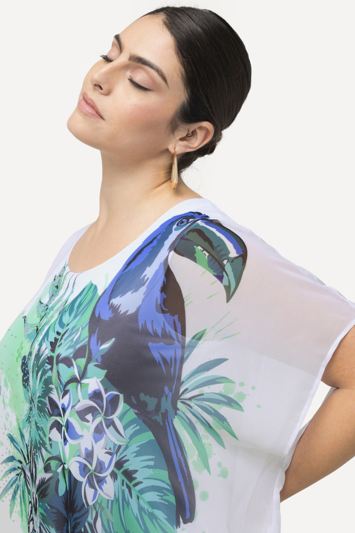 Ulla Popken Tropical Chiffon Blouse