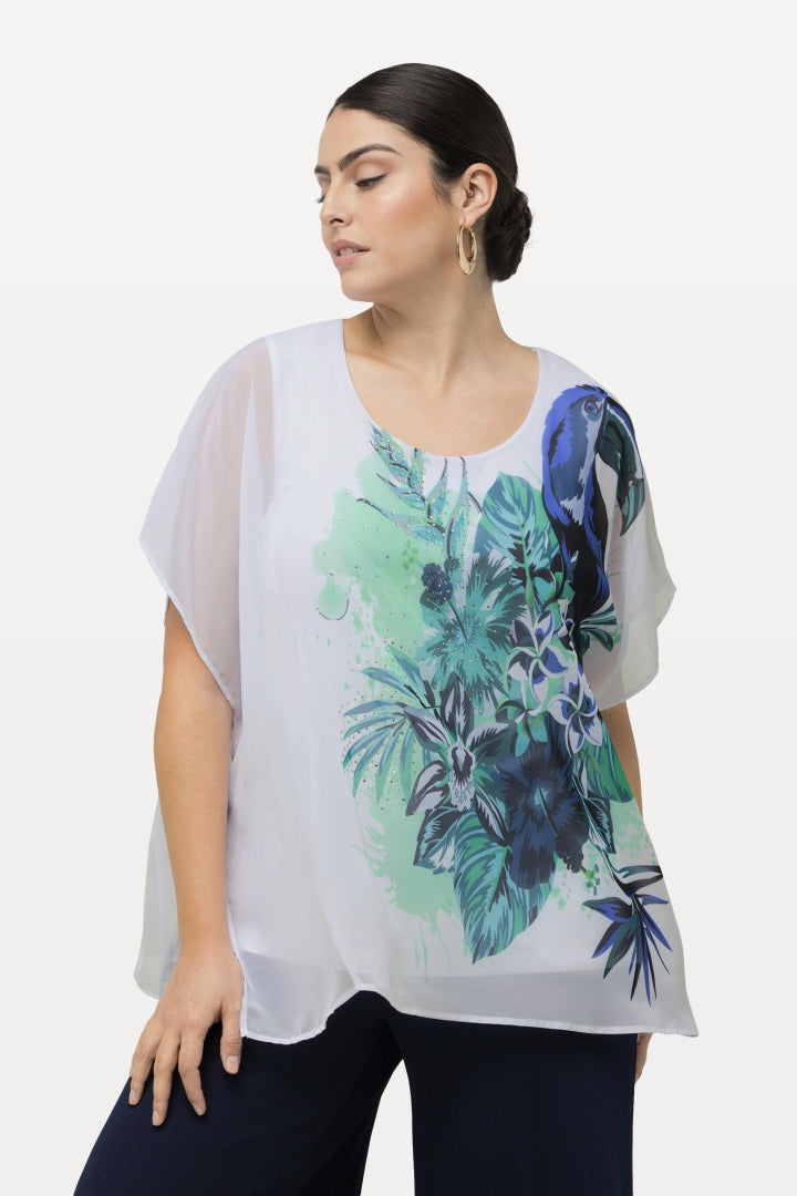 Ulla Popken Tropical Chiffon Blouse