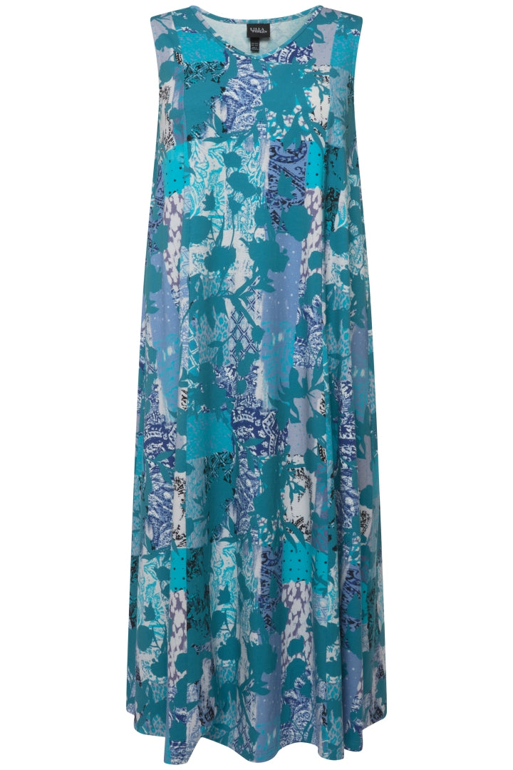 Ulla Popken Patch Print Dress in Aqua