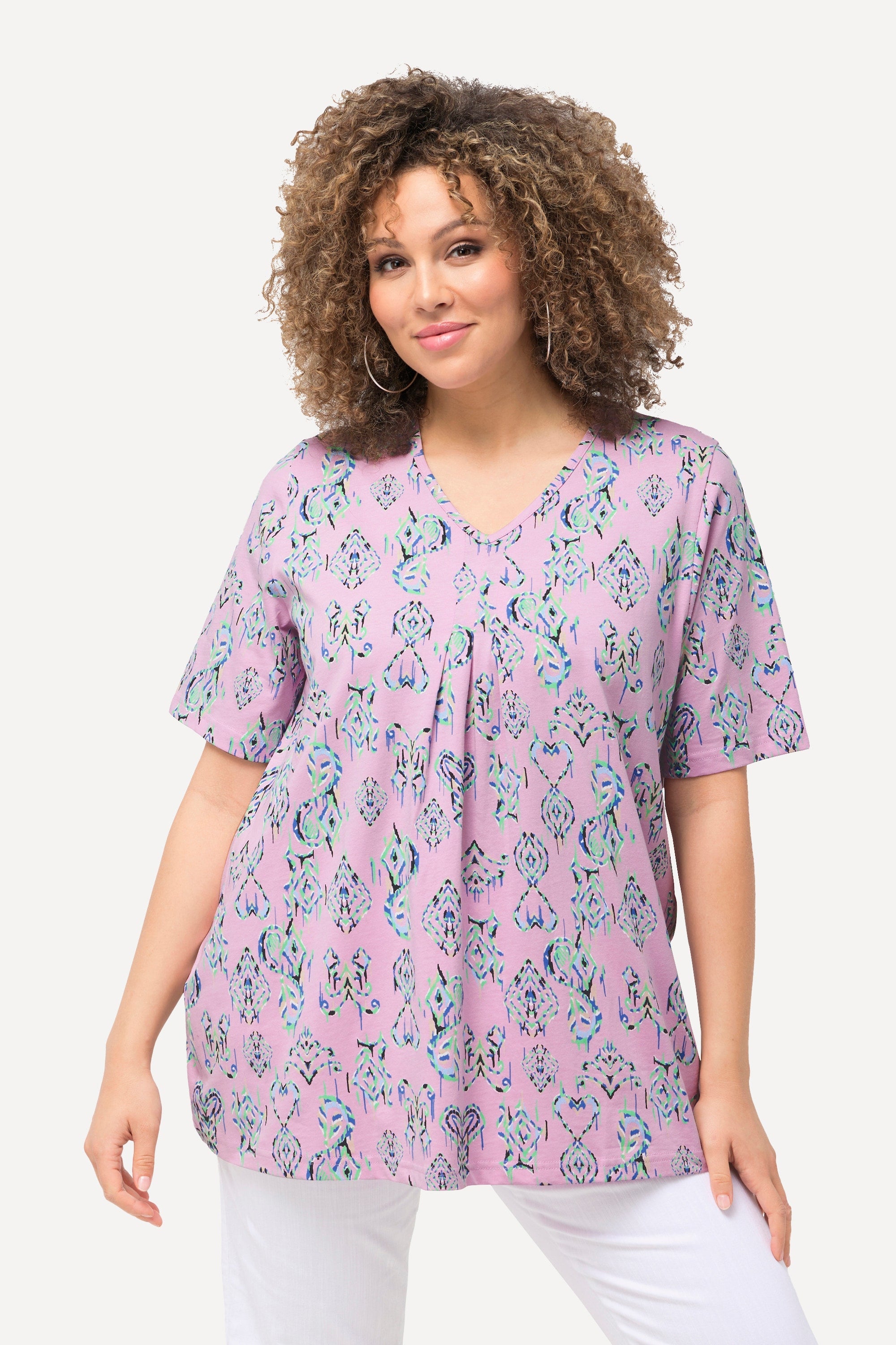 Ulla Popken Ikat Tee in Lilac