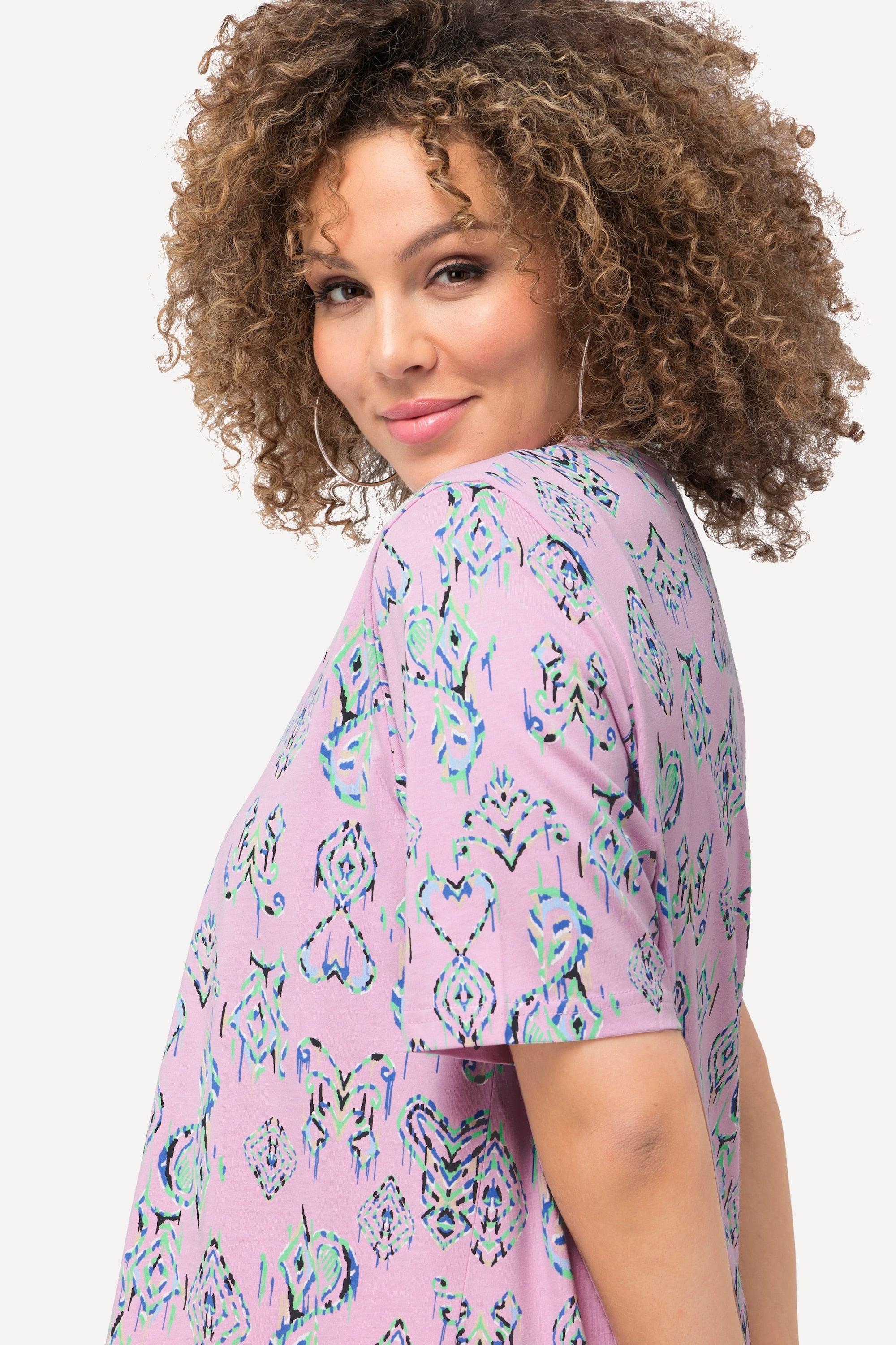 Ulla Popken Ikat Tee in Lilac