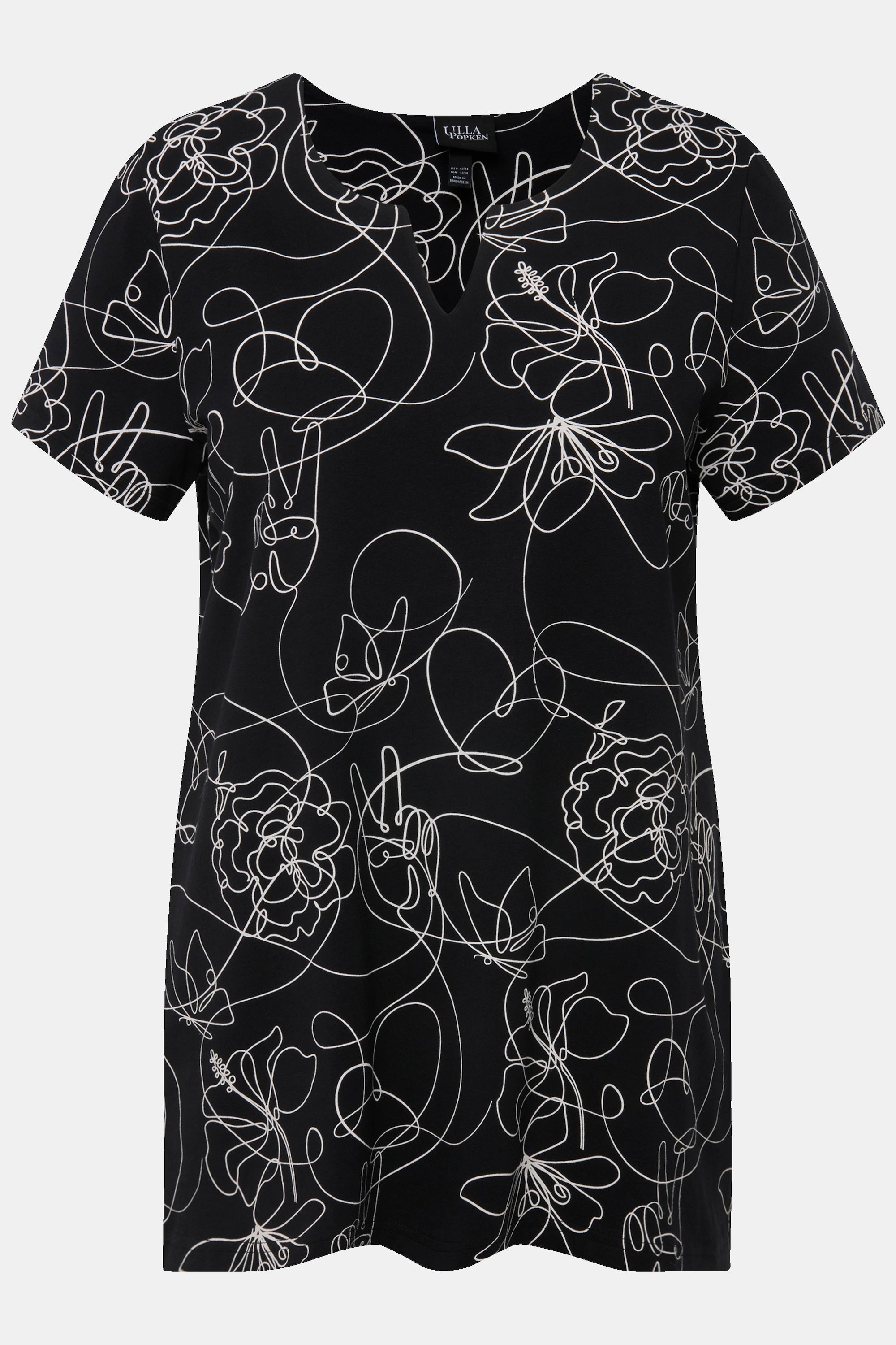Ulla Popken Black Abstract Print Top