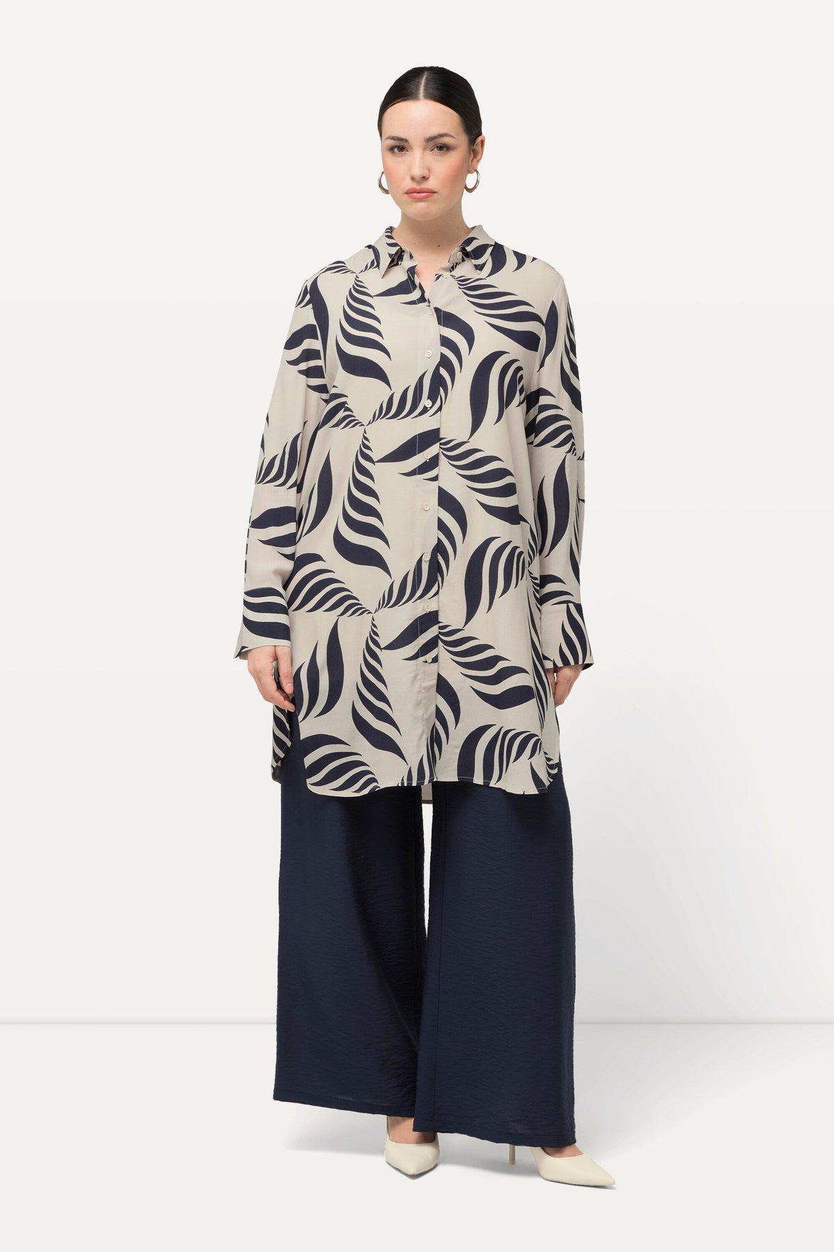 Ulla Popken Long Shirt in Beige