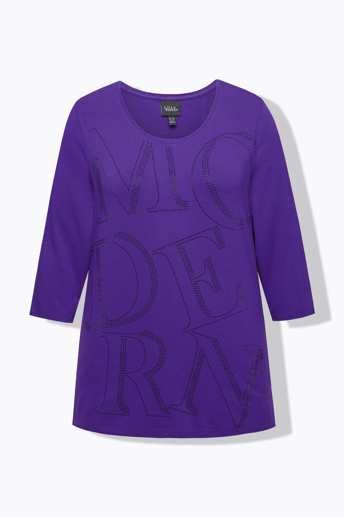 Ulla Popken Glitter Lettering Shirt in Purple