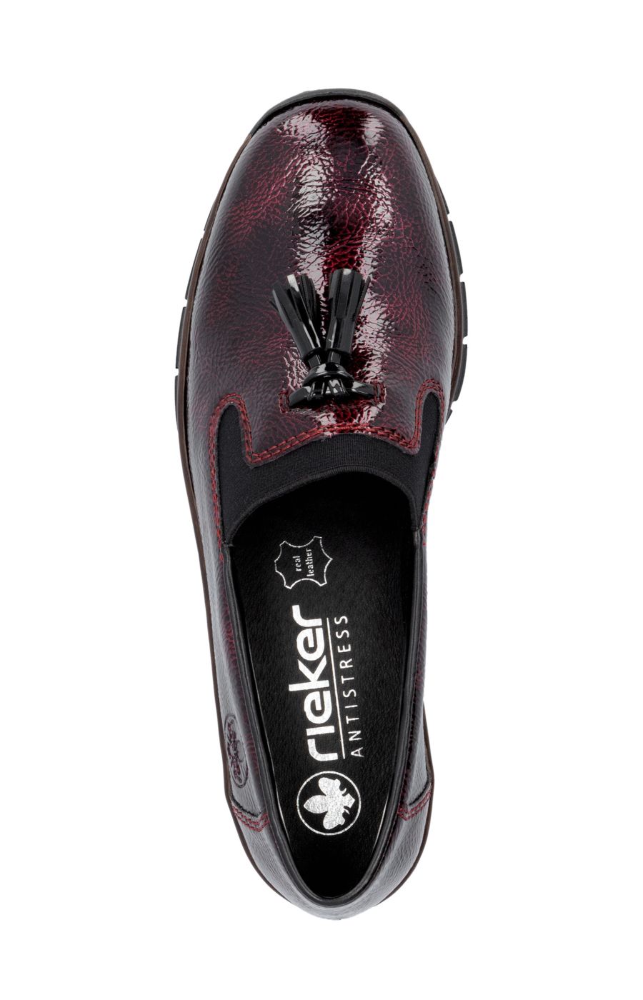 Rieker Leather Loafer in Red