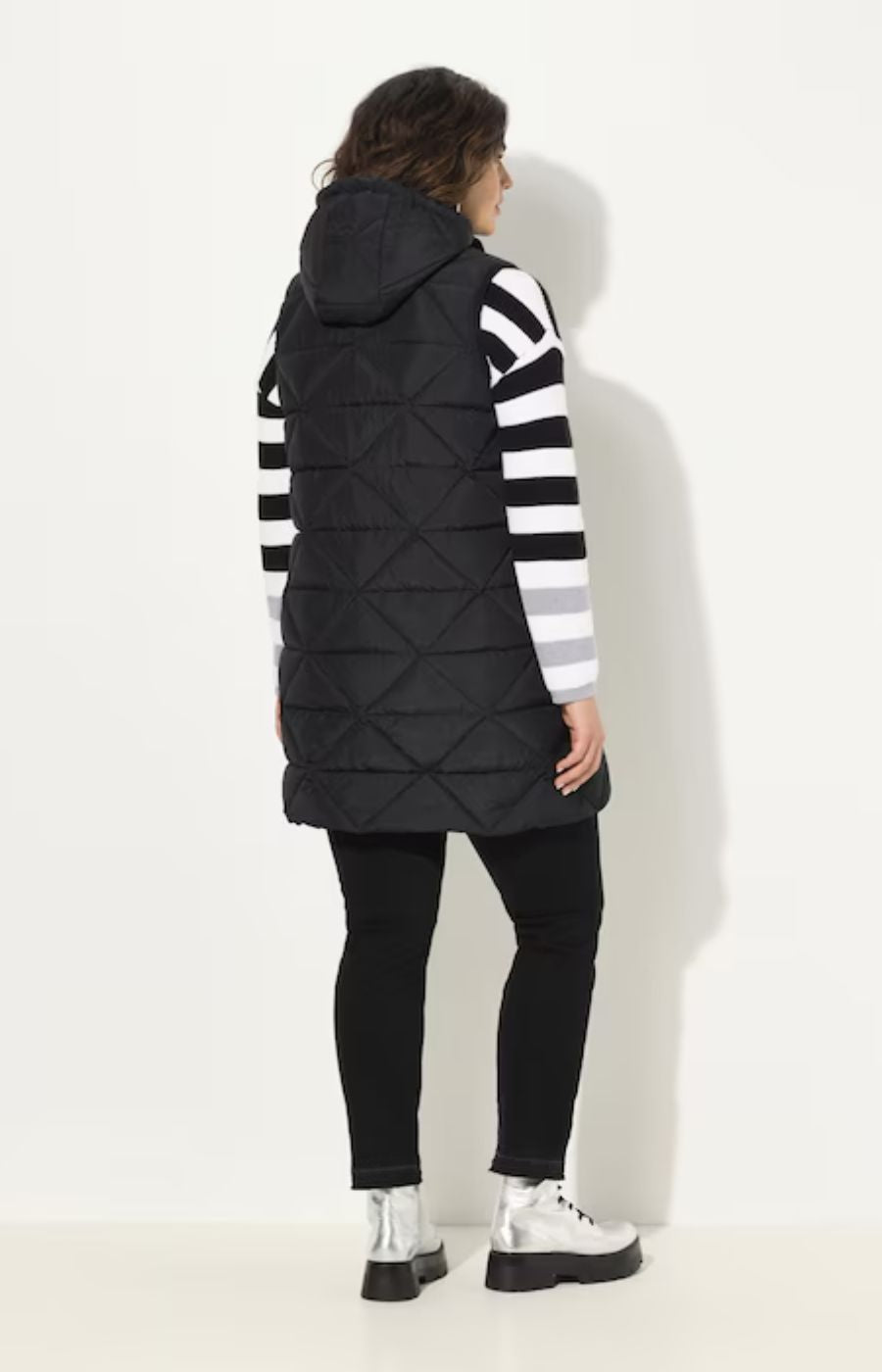 Ulla Popken Longline Gilet in Black