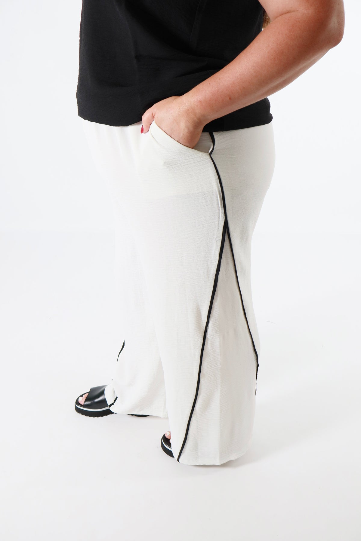 Curviss Wide Leg Trouser in White