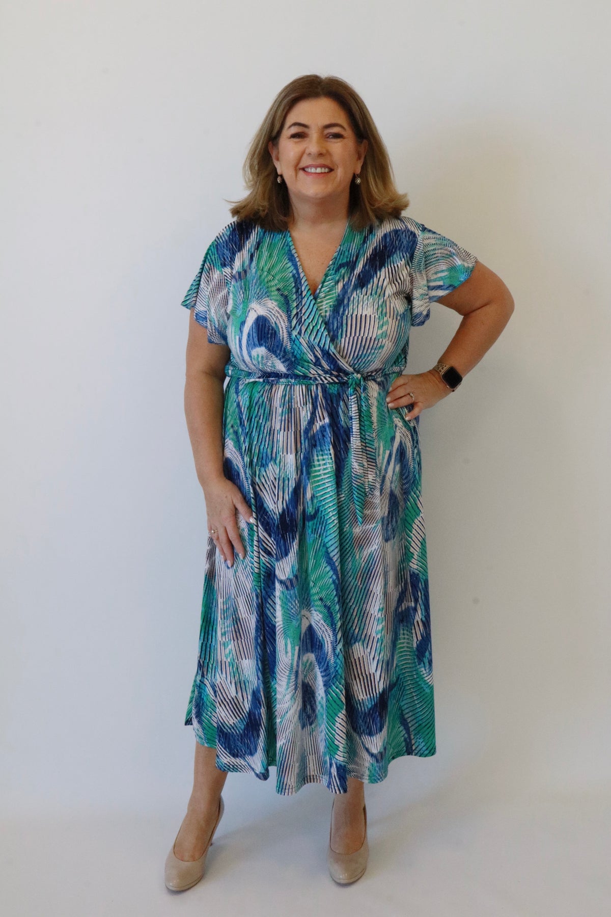 Dani Dress in Blue and Green