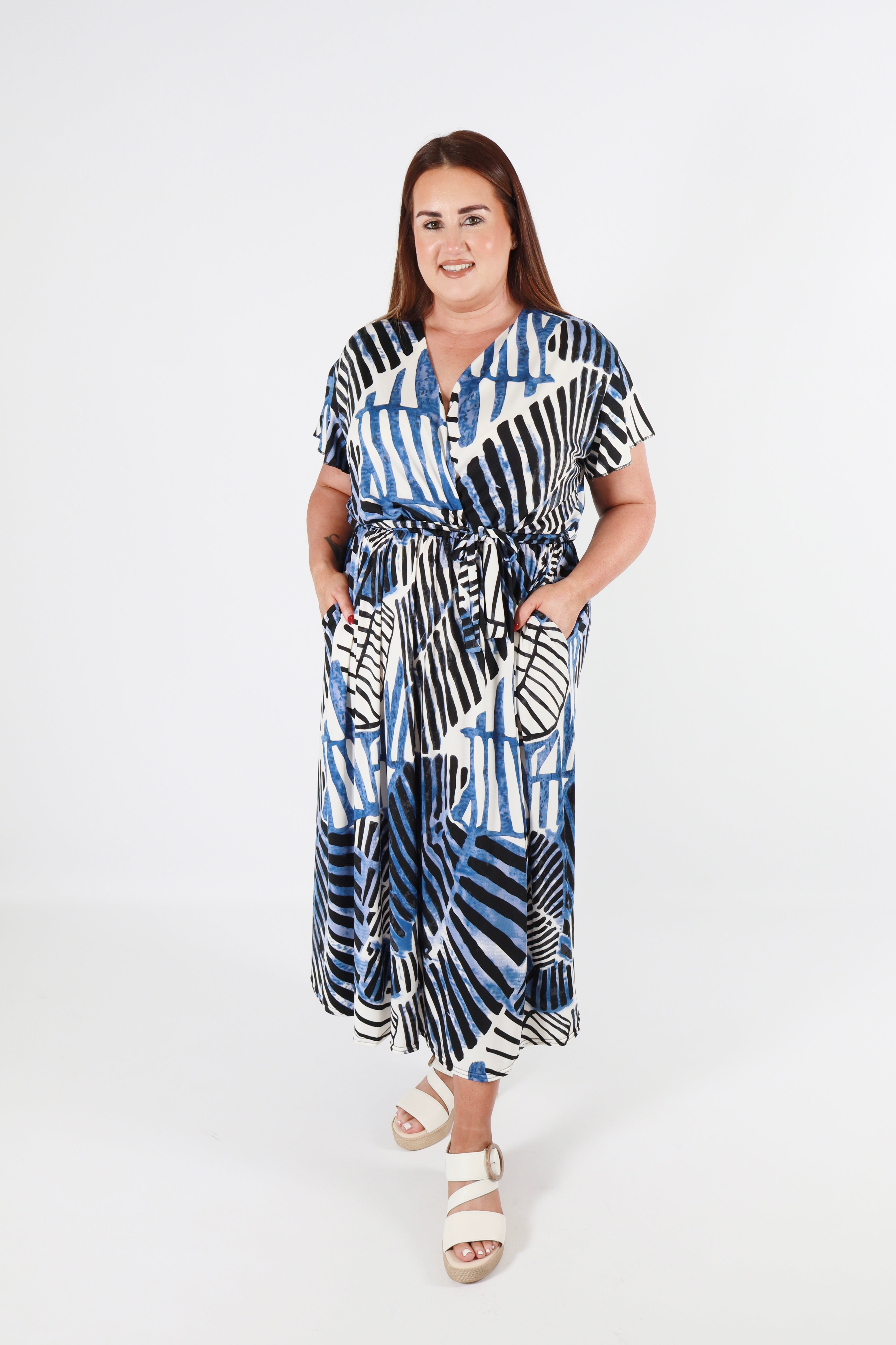 Dani Dress in Navy Leaf