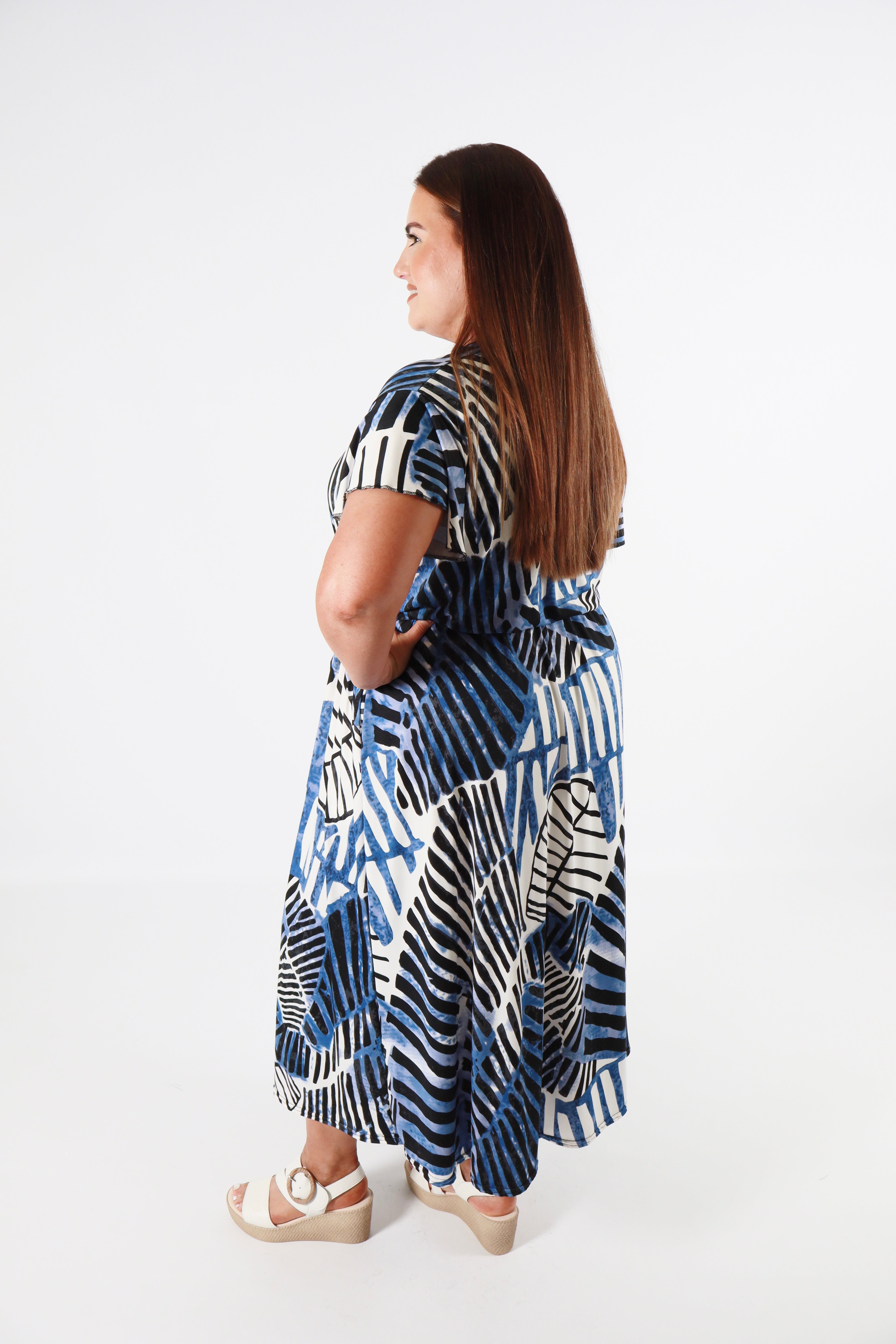 Dani Dress in Navy Leaf