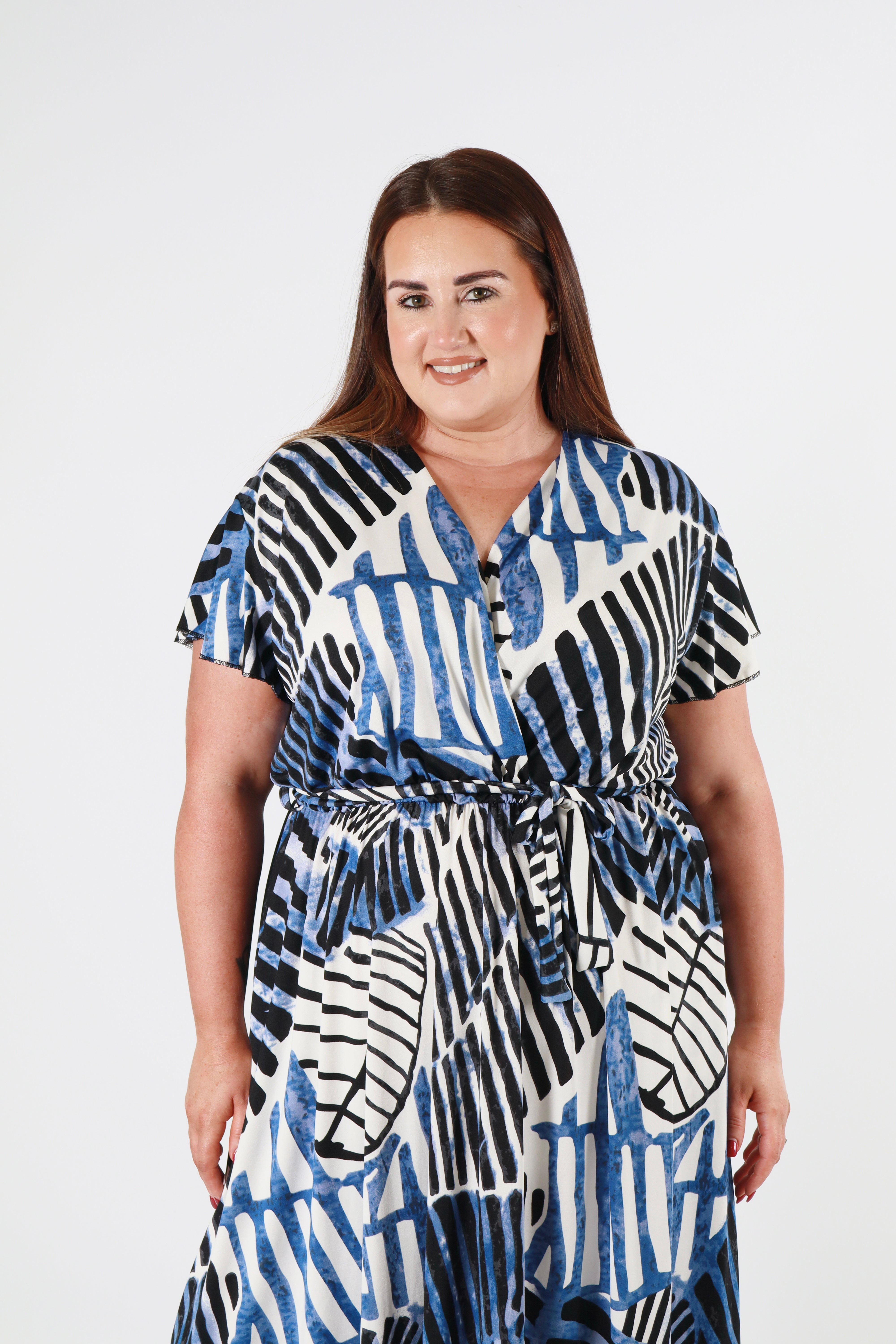 Dani Dress in Navy Leaf