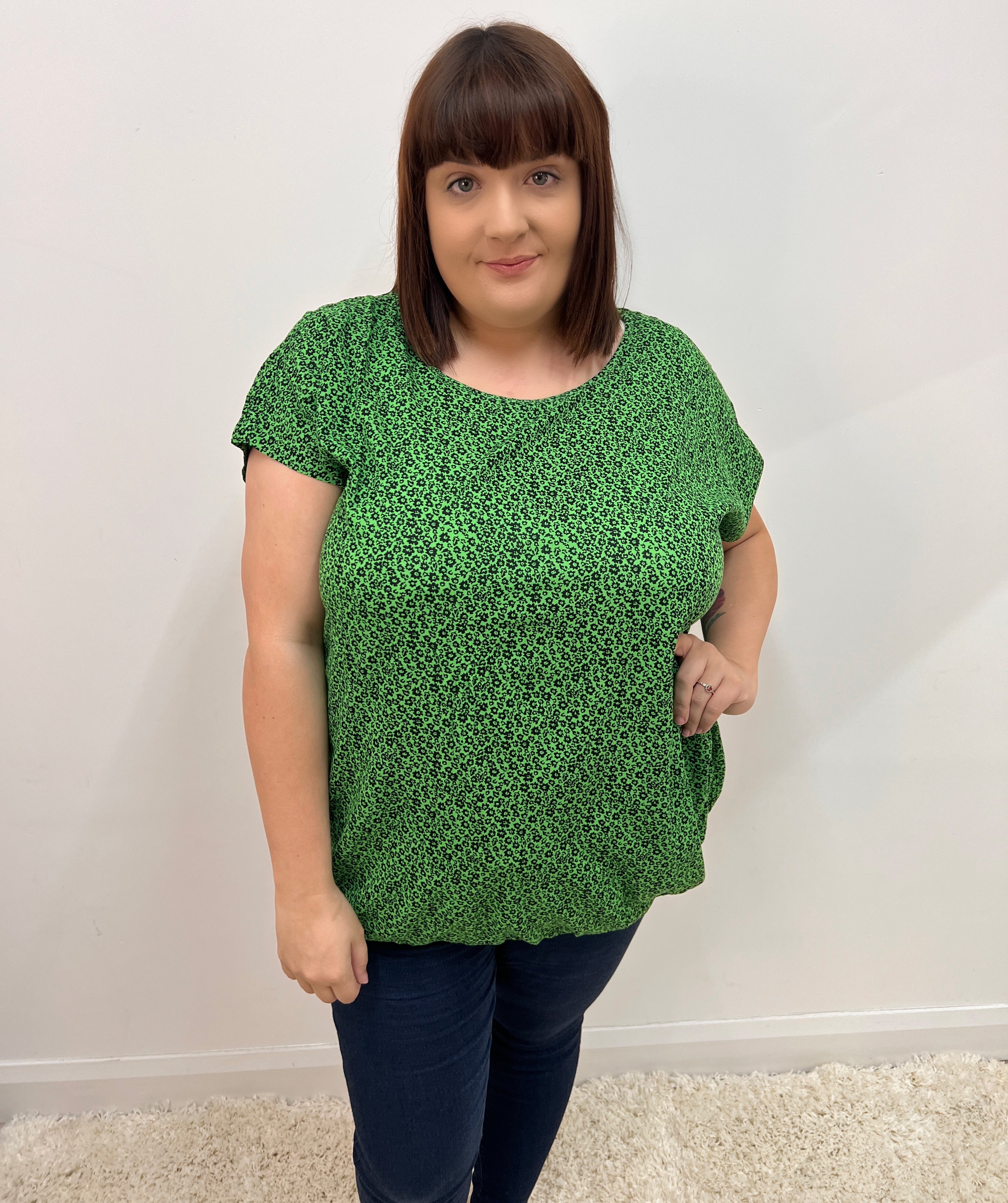 Kaffe Curve Ami Blouse in Green Flower