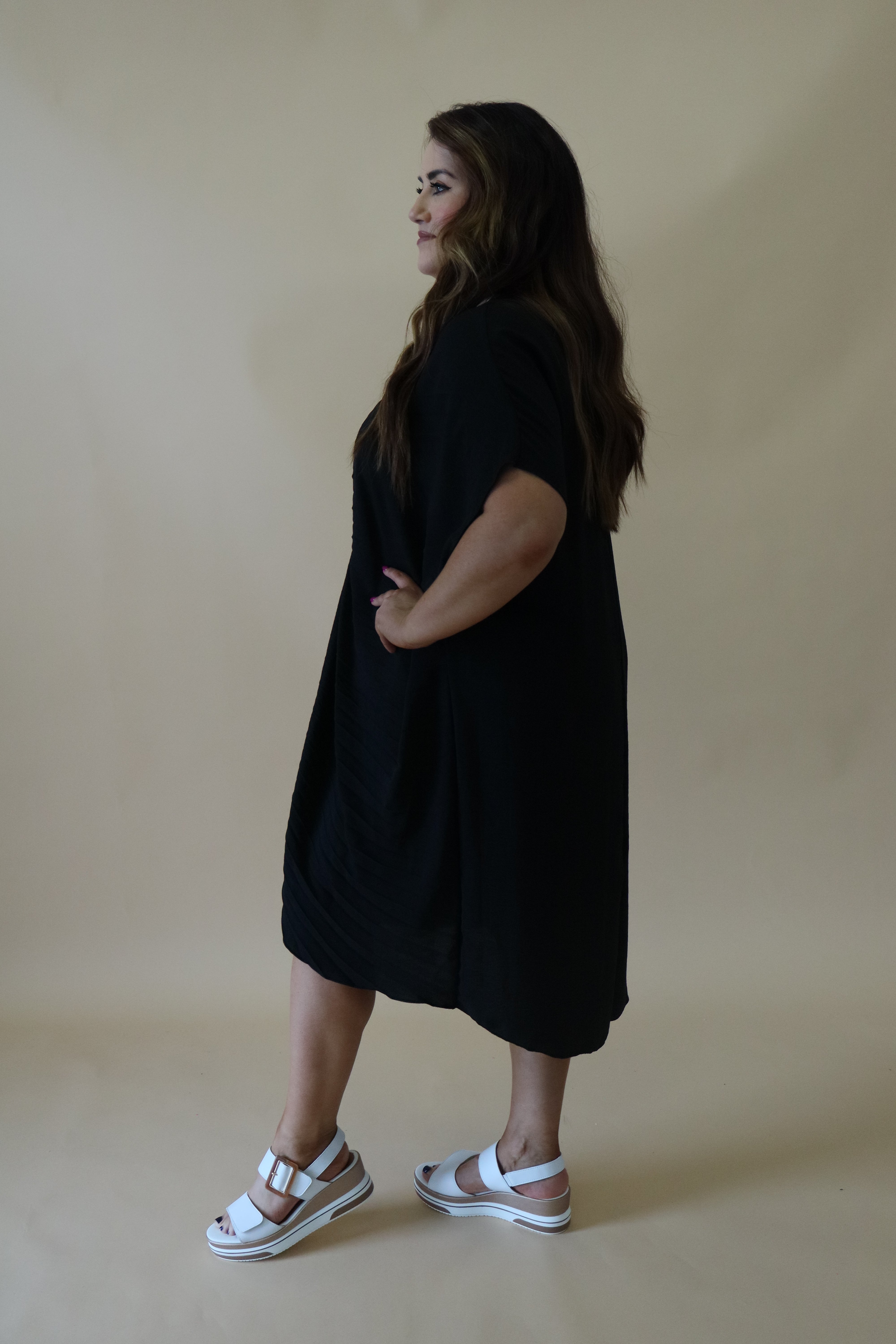 Sadhbh Pleated Oversized Tunic in Black