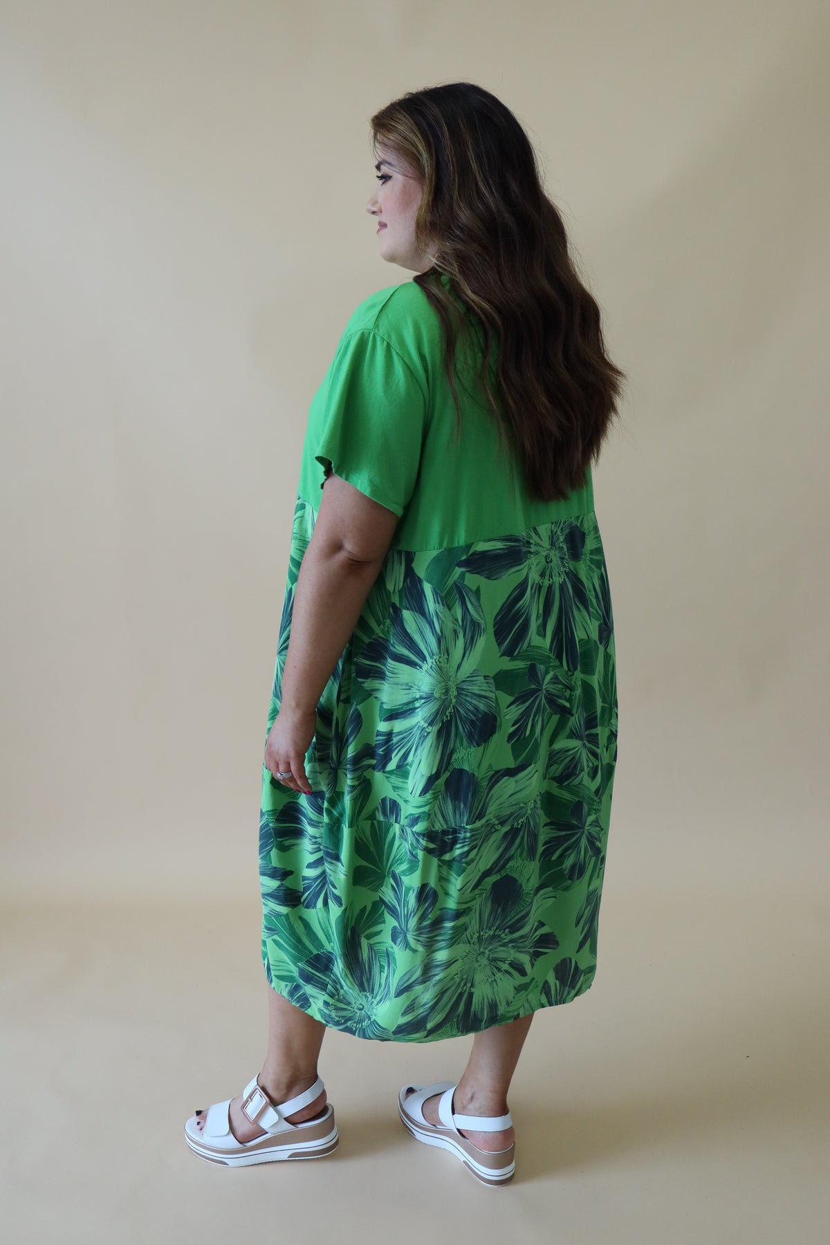 Gianni Floral Dress in Lime