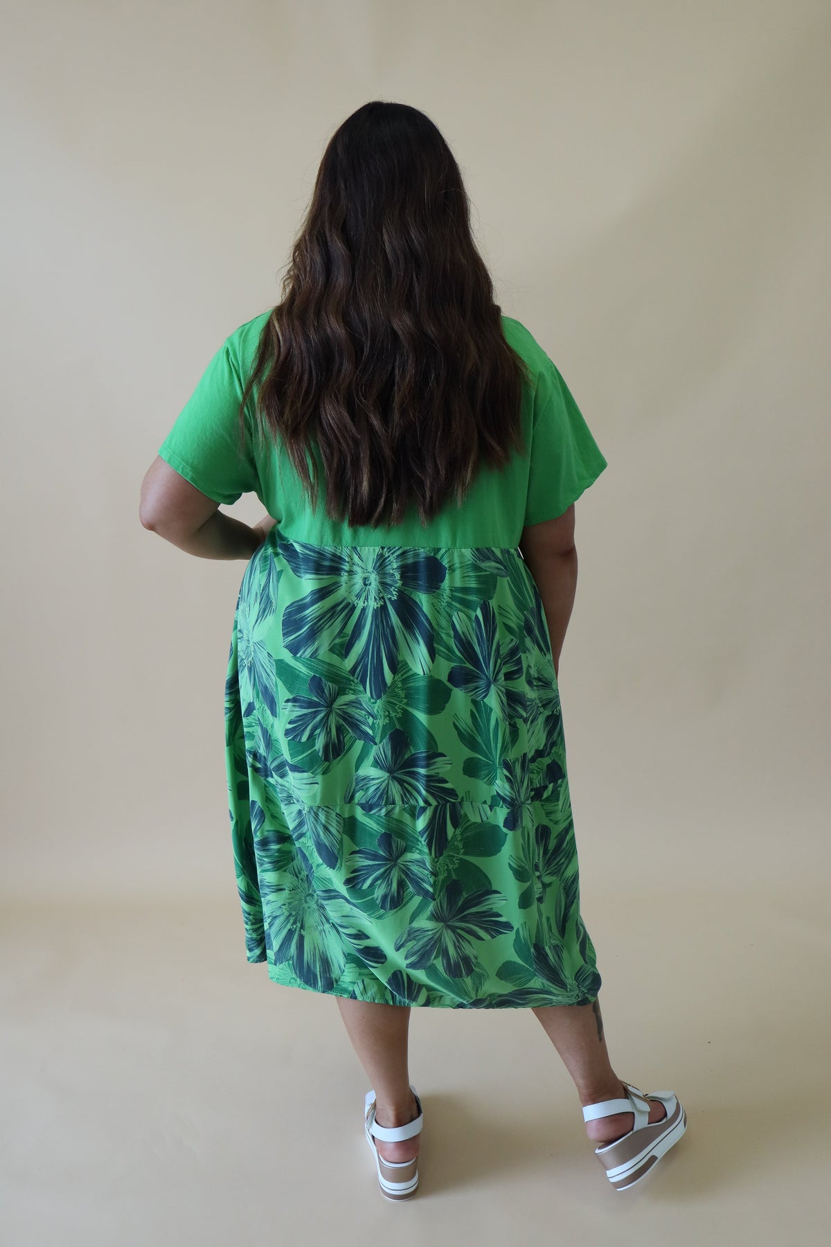 Gianni Floral Dress in Lime