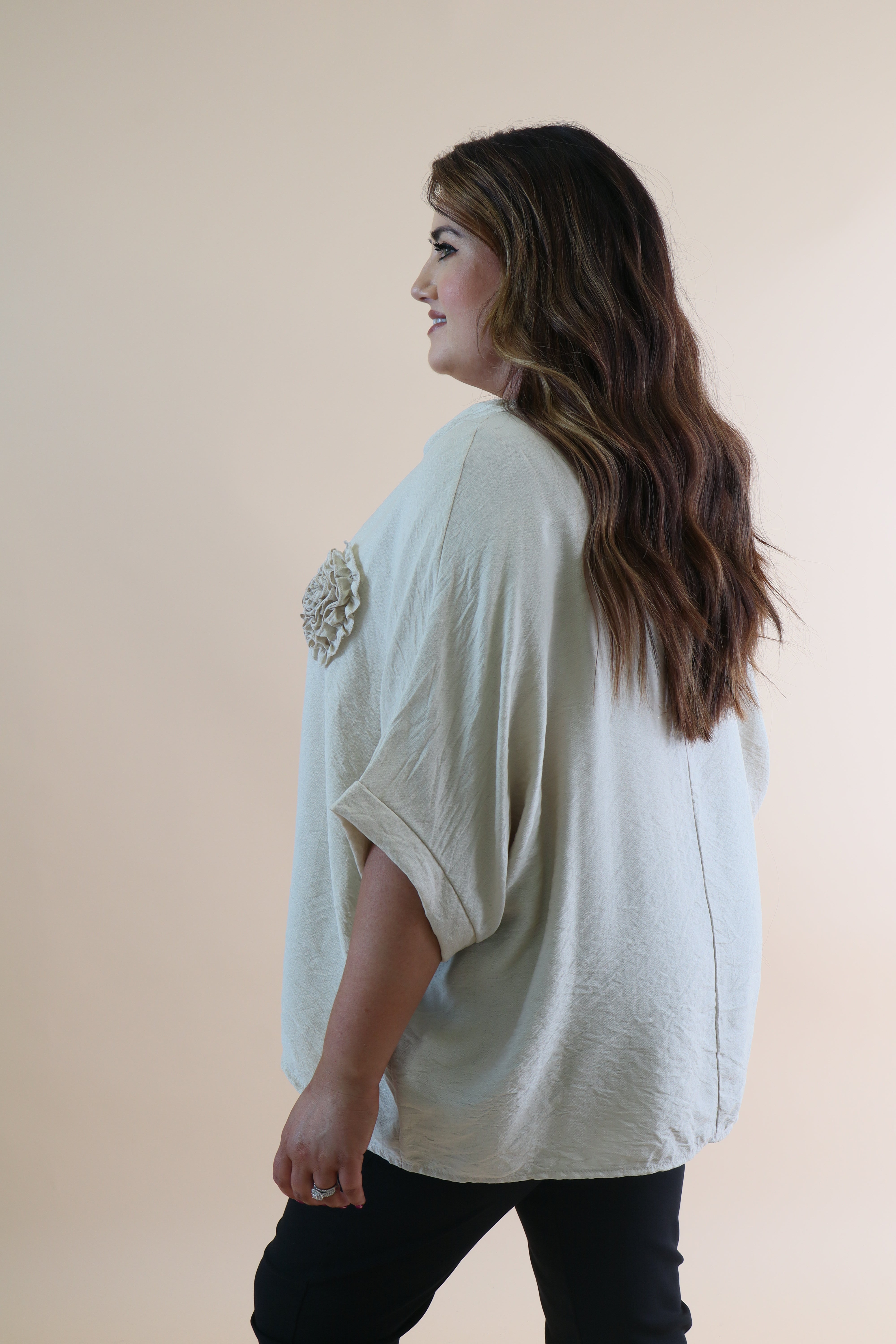 Vita Cowl Neck Blouse in Beige