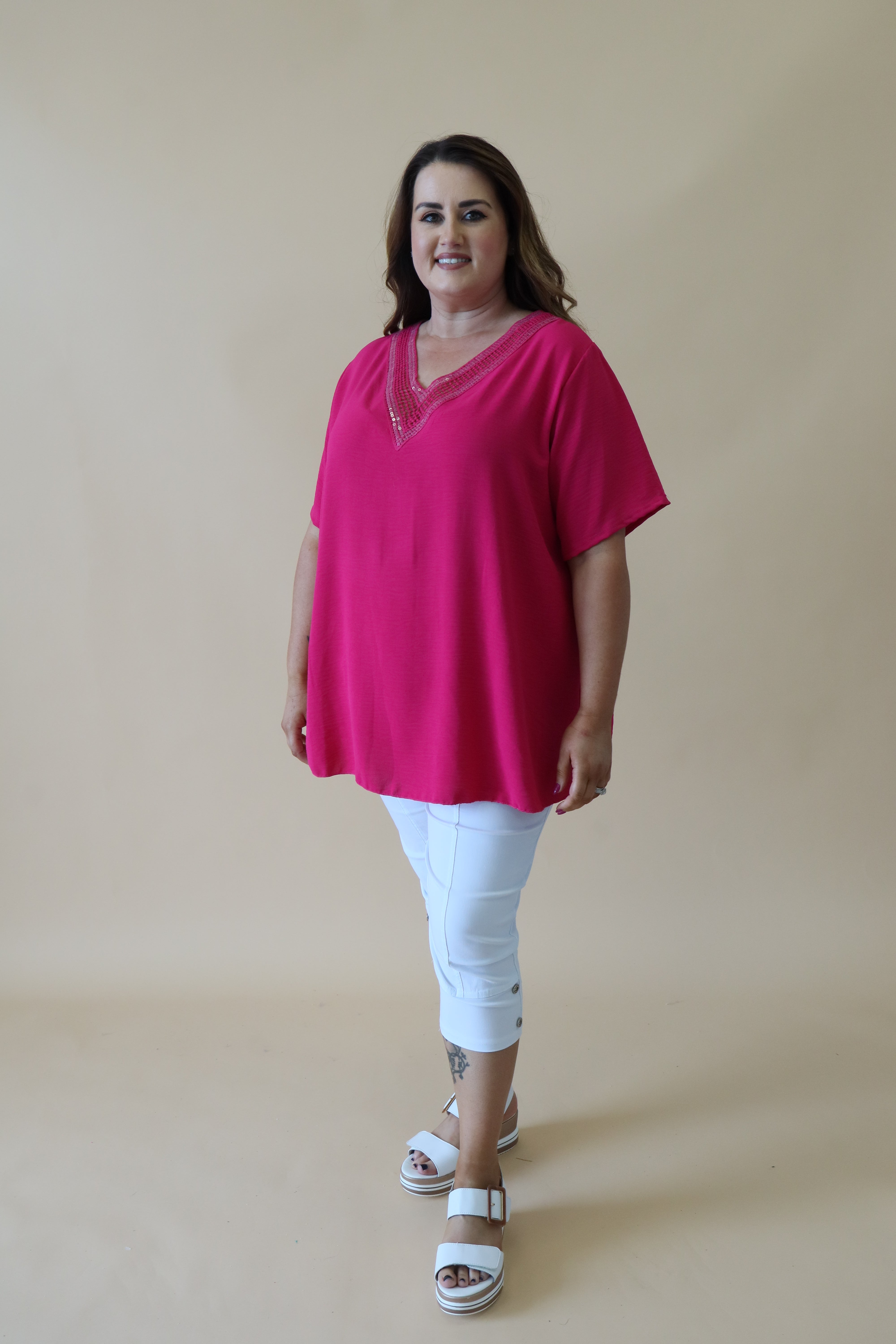 Ruth Sequin Top in Pink