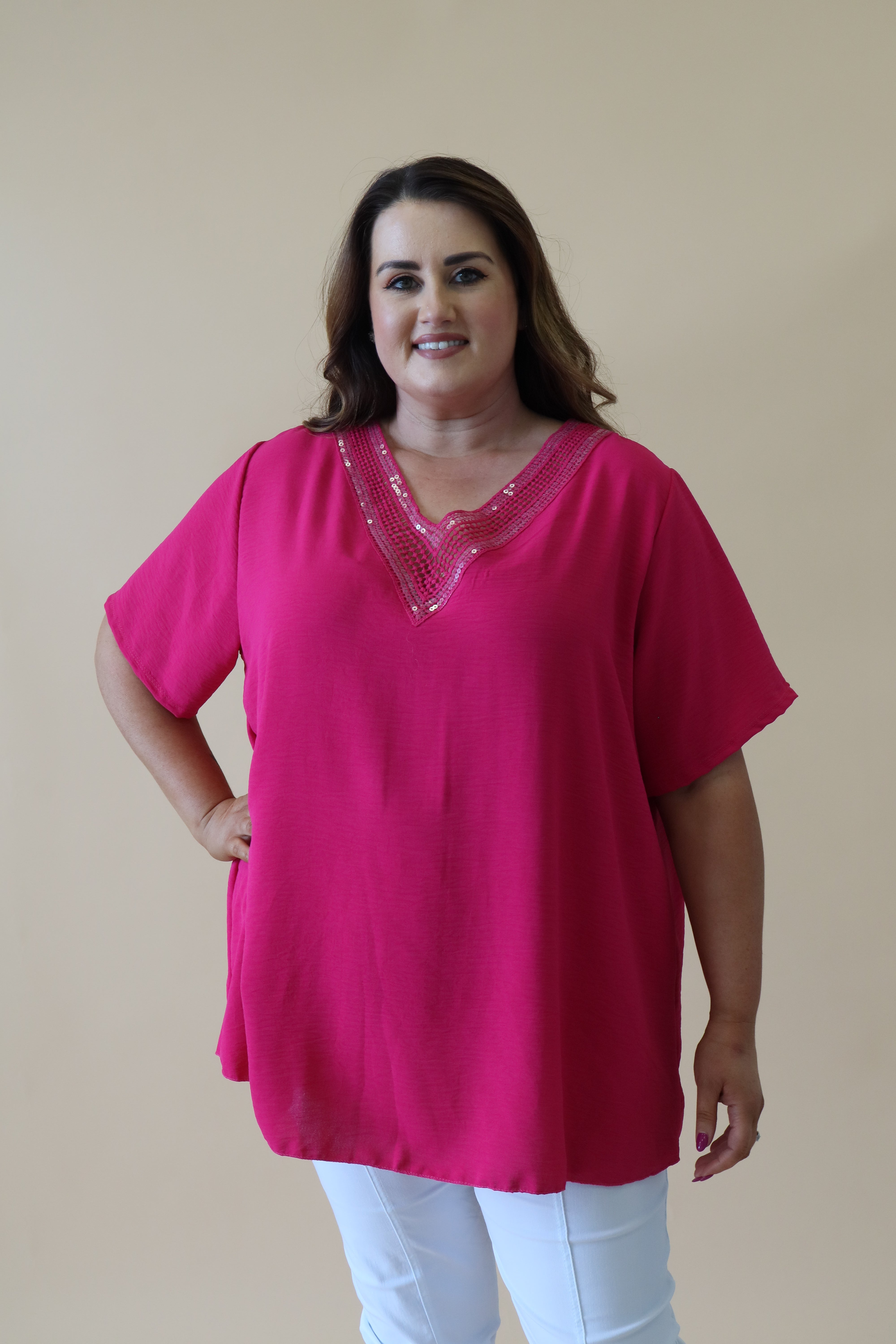 Ruth Sequin Top in Pink
