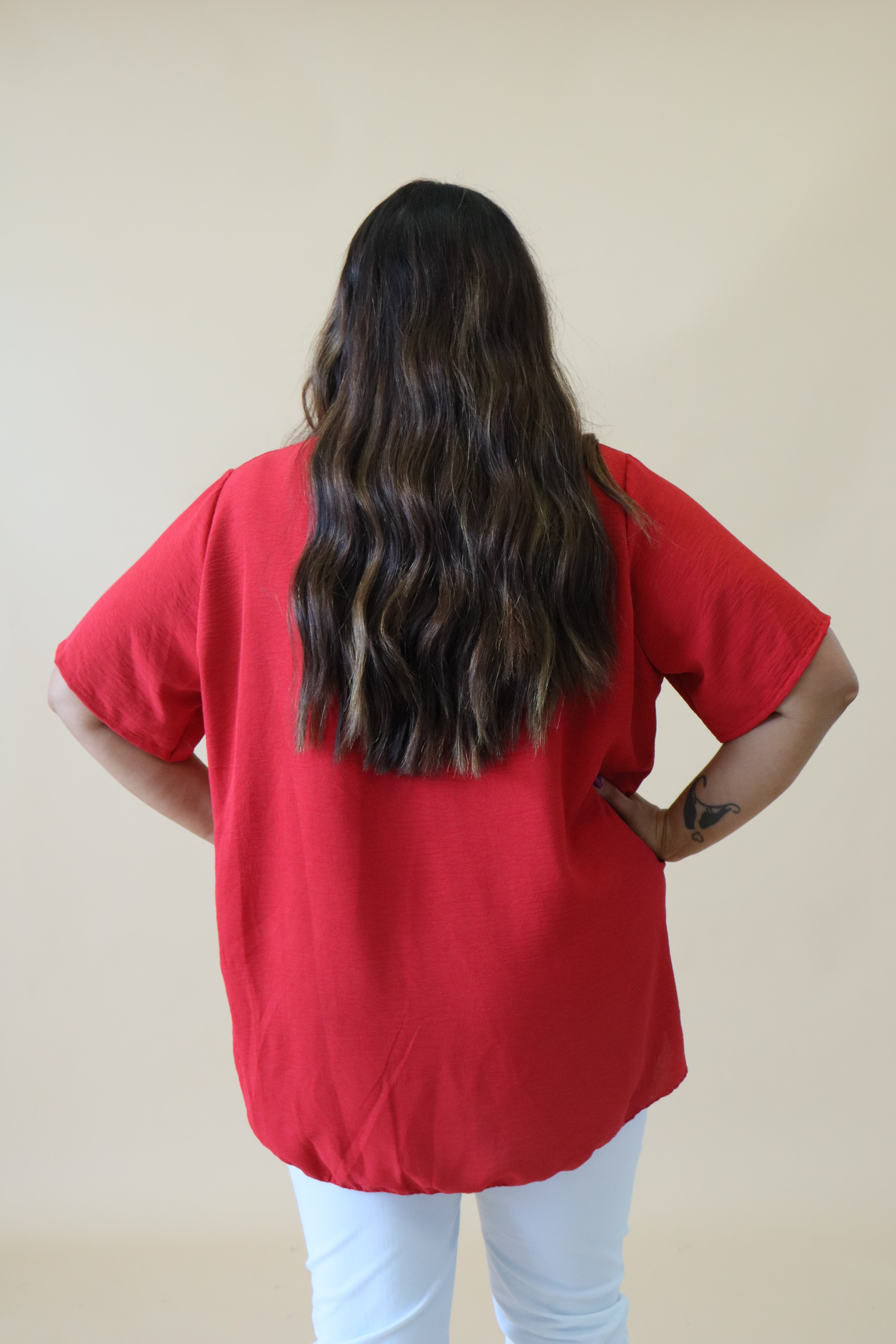 Ruth Sequin Top in Red