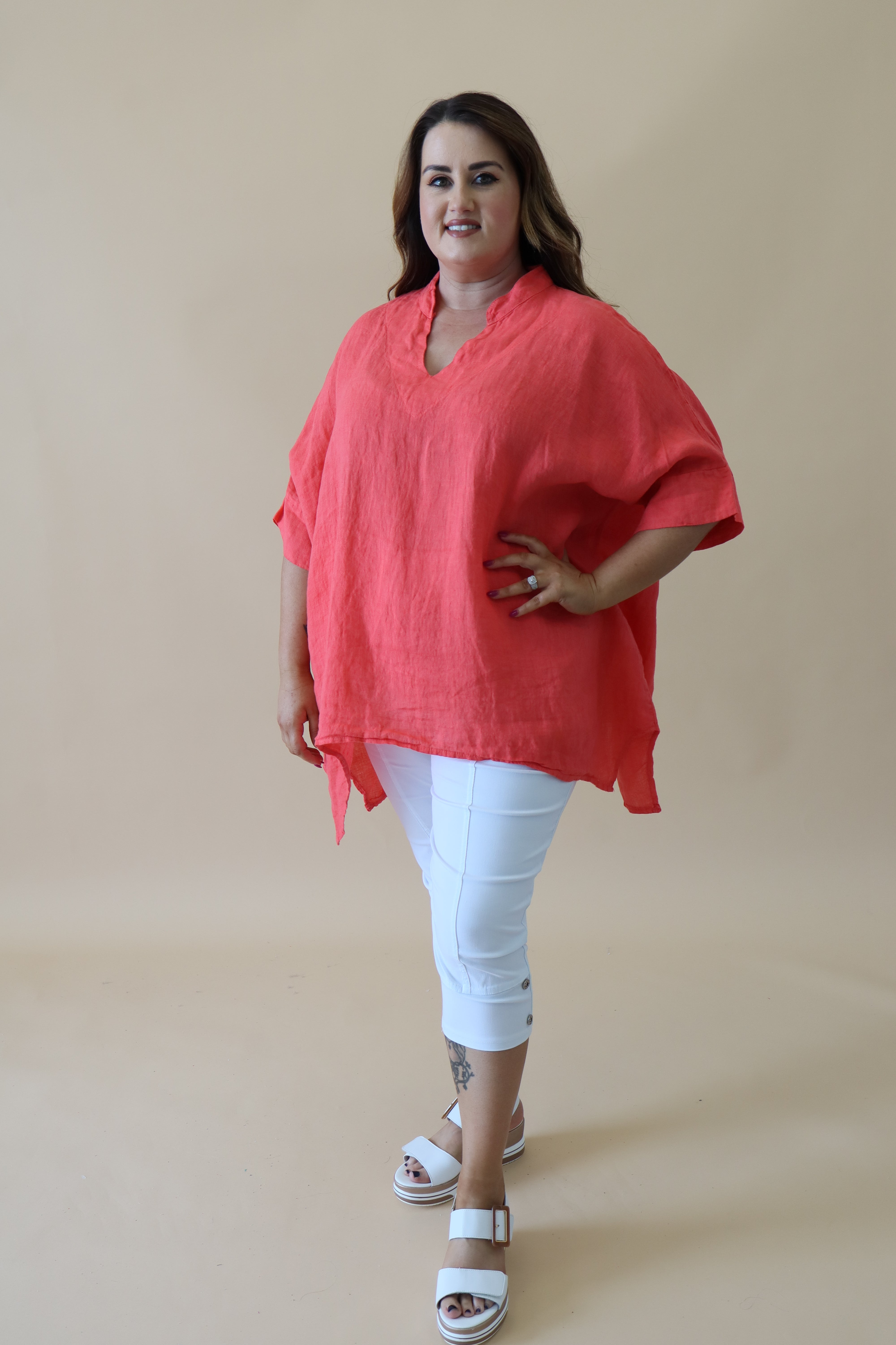 Jessie Linen Tunic in Salmon