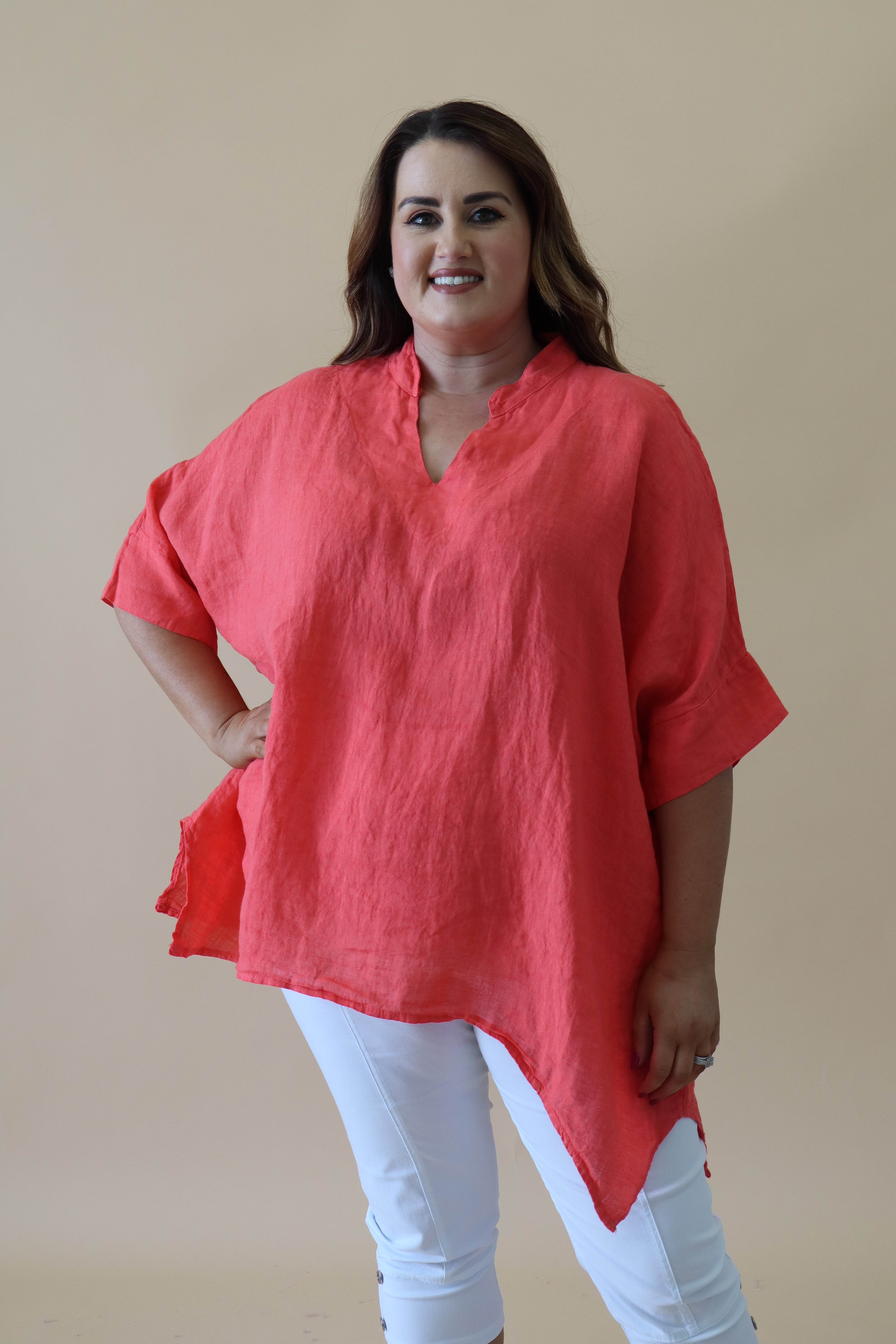 Jessie Linen Tunic in Salmon