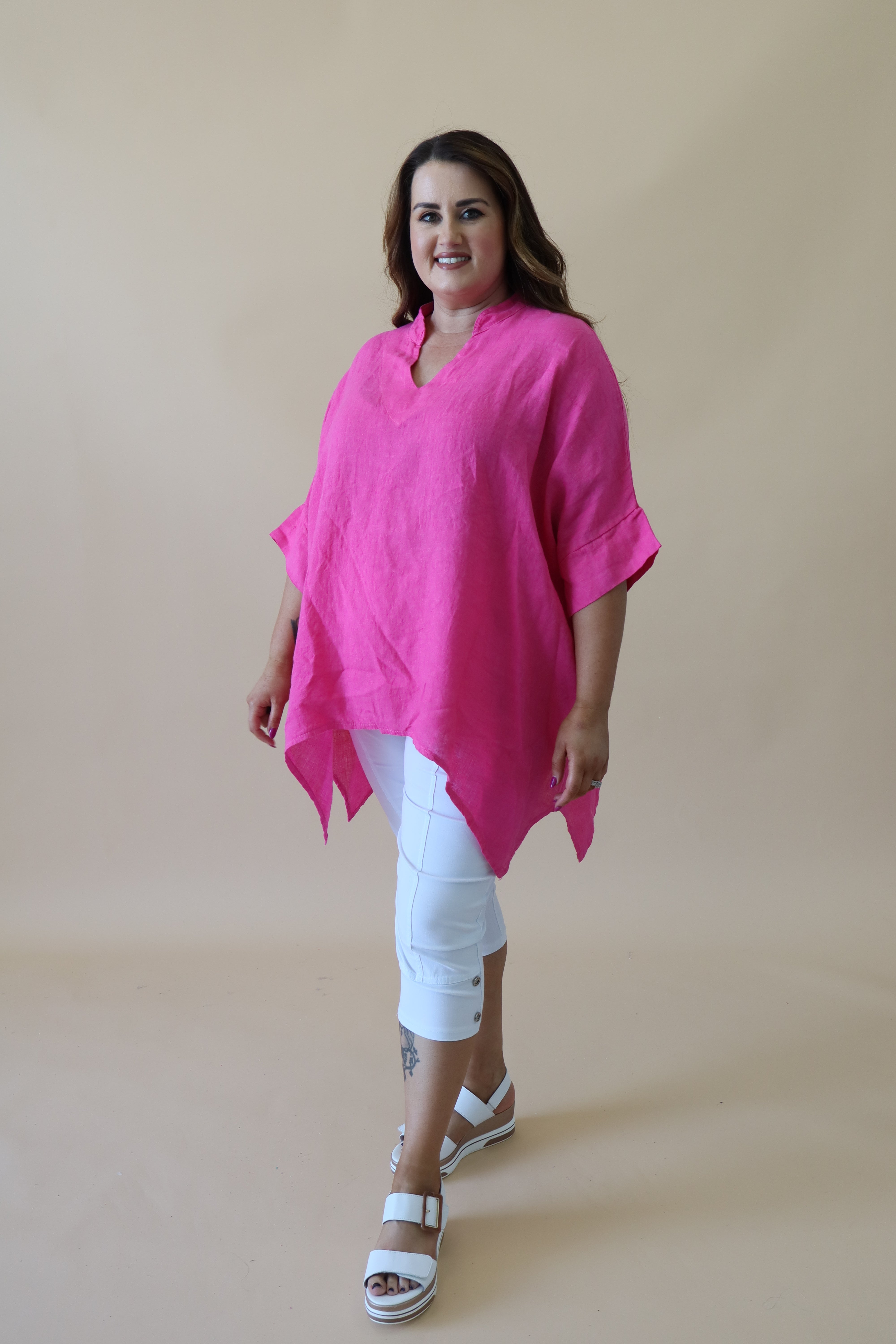 Jessie Linen Tunic in Pink
