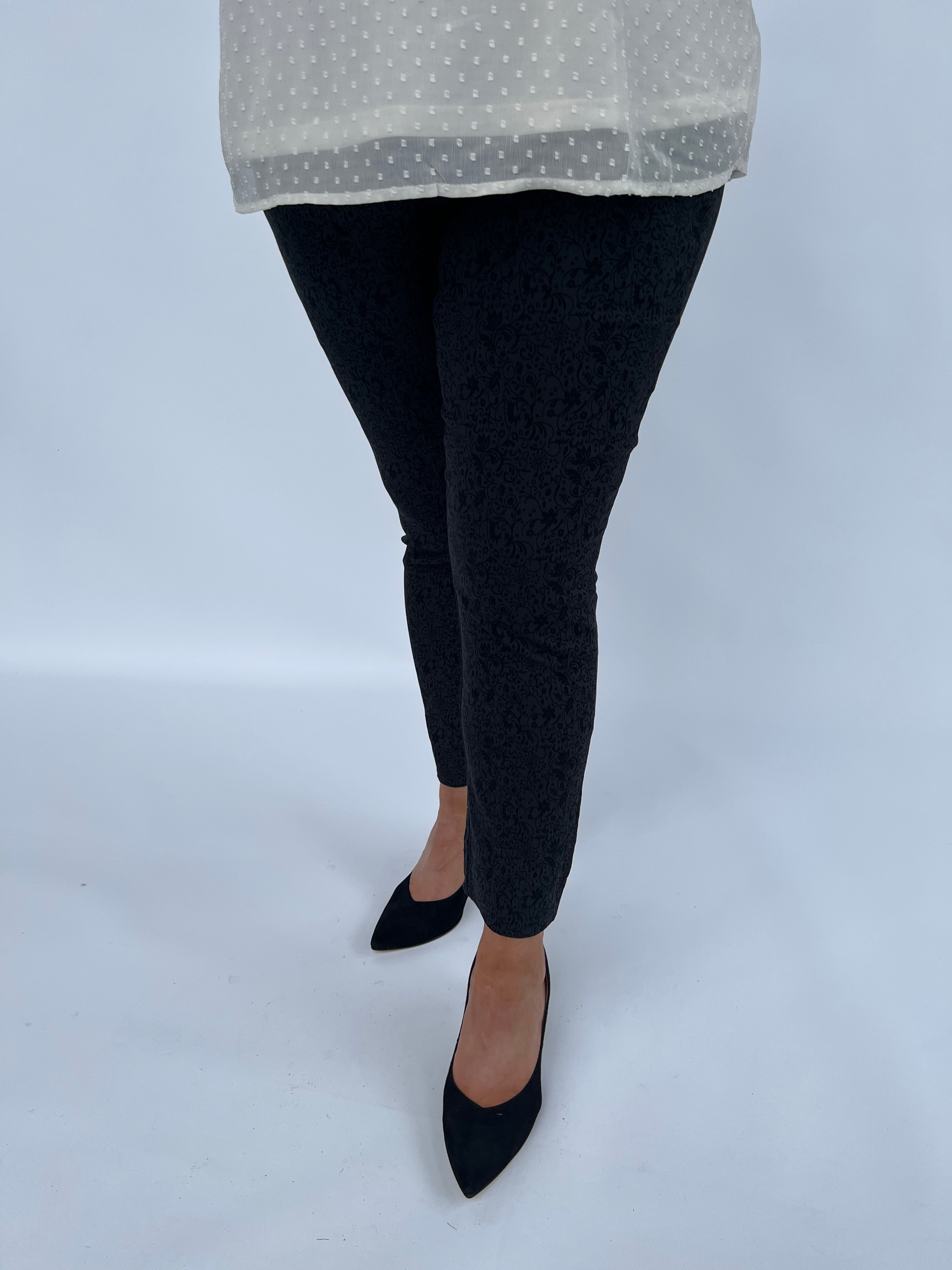 Pinns Jacquard Trousers in Black - Wardrobe Plus