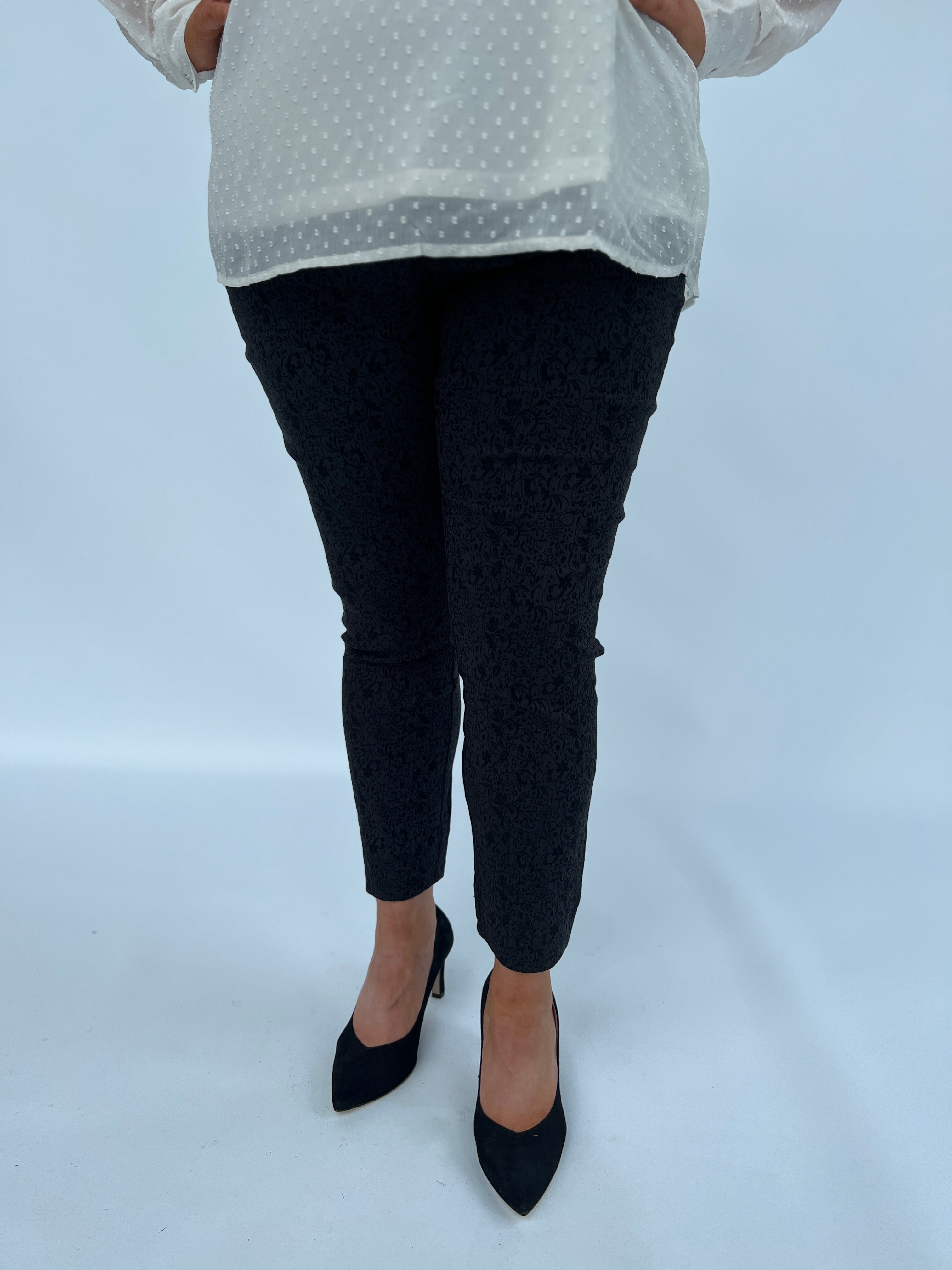Pinns Jacquard Trousers in Black - Wardrobe Plus