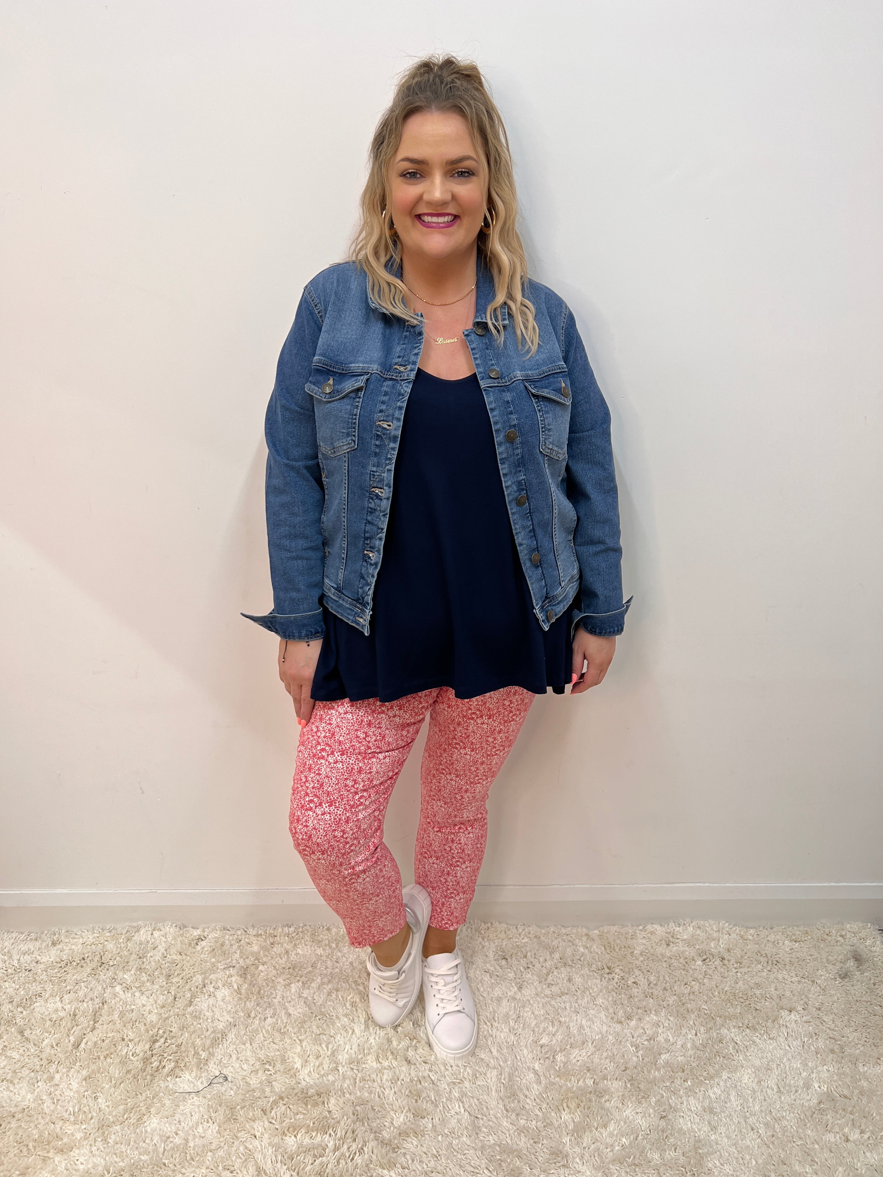 Pinns Ankle Grazer in Pink Print - Wardrobe Plus
