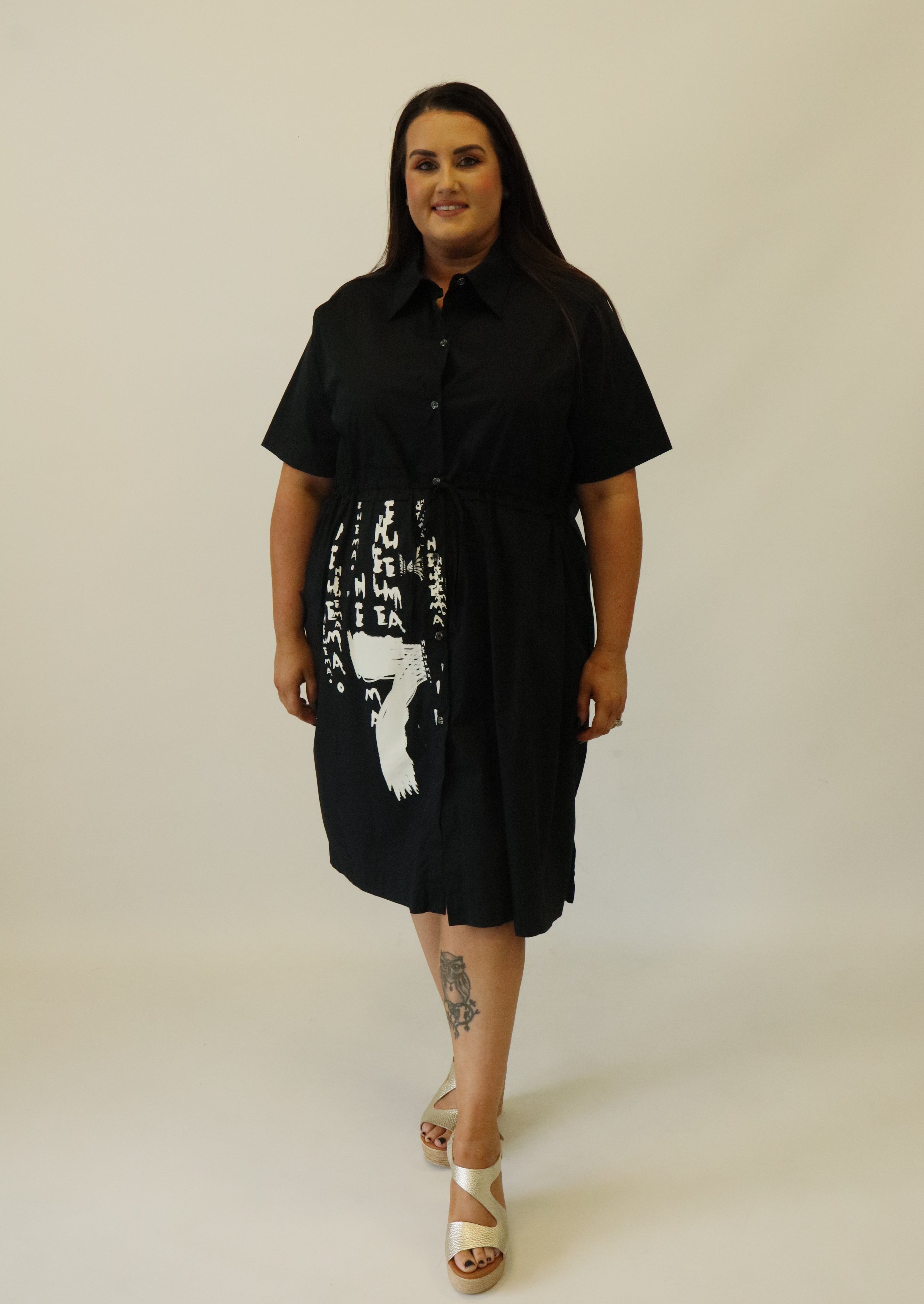 Noa Black Printed Shirt Dress