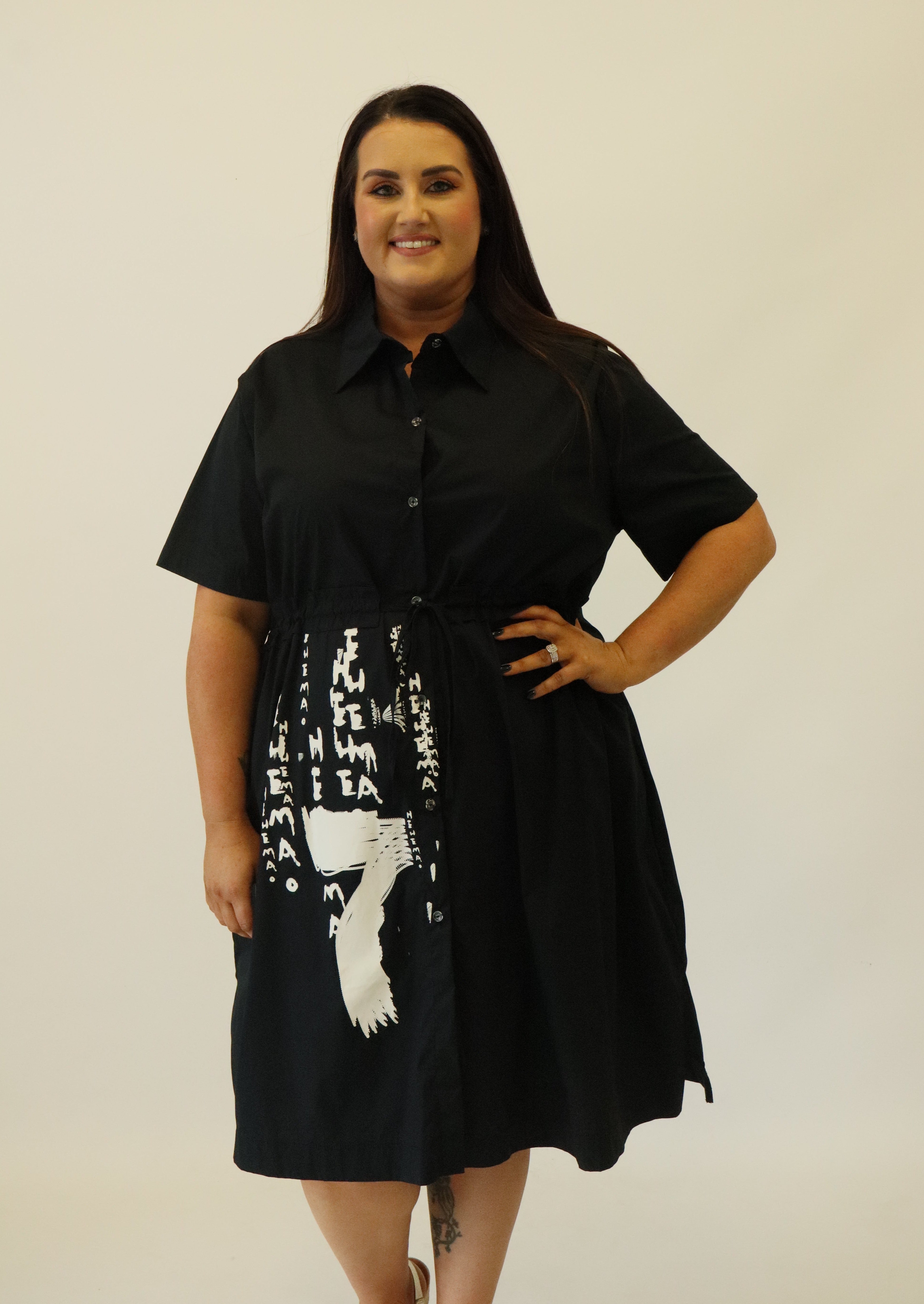 Noa Black Printed Shirt Dress