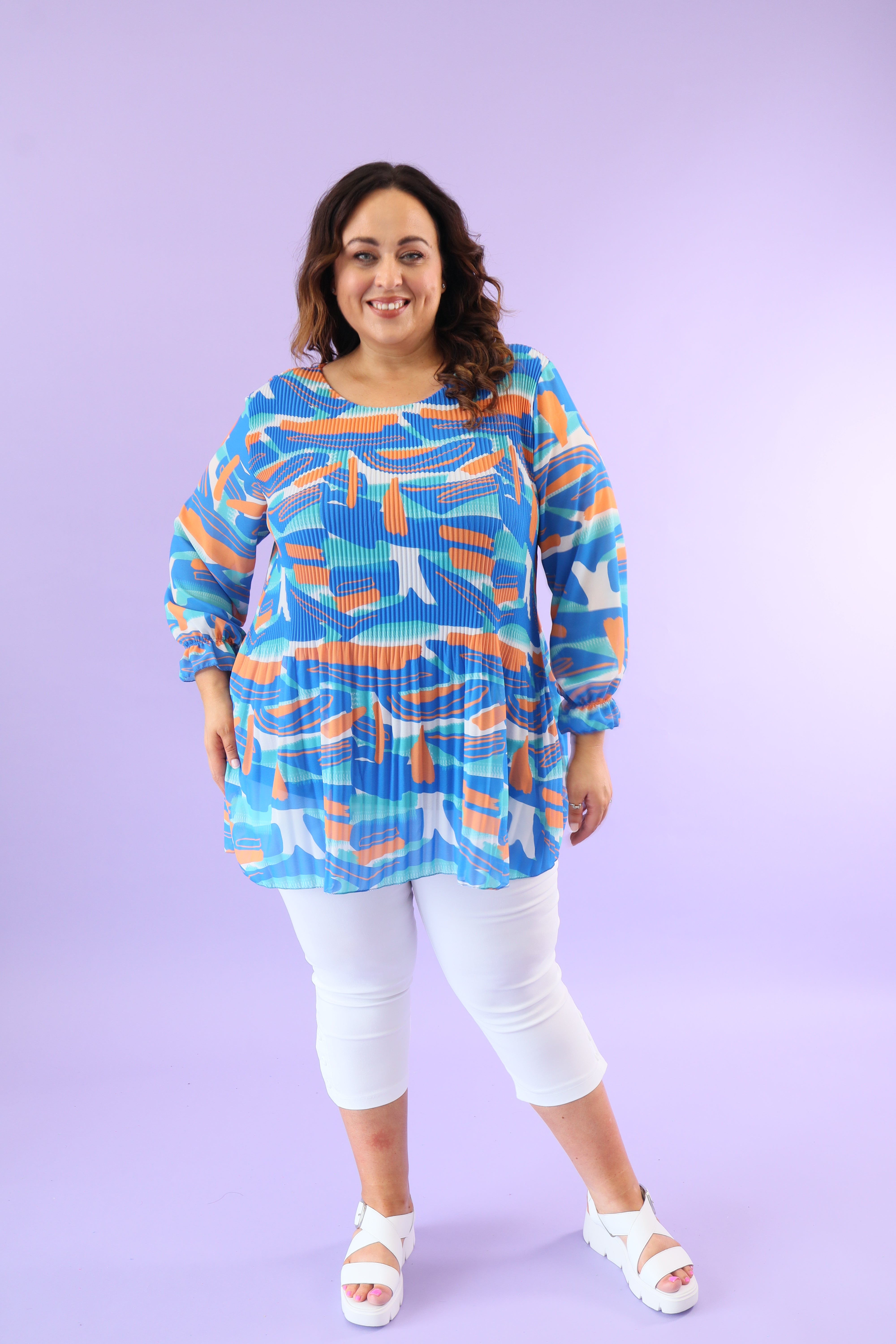 Meadow Pleated Blouse in Blue