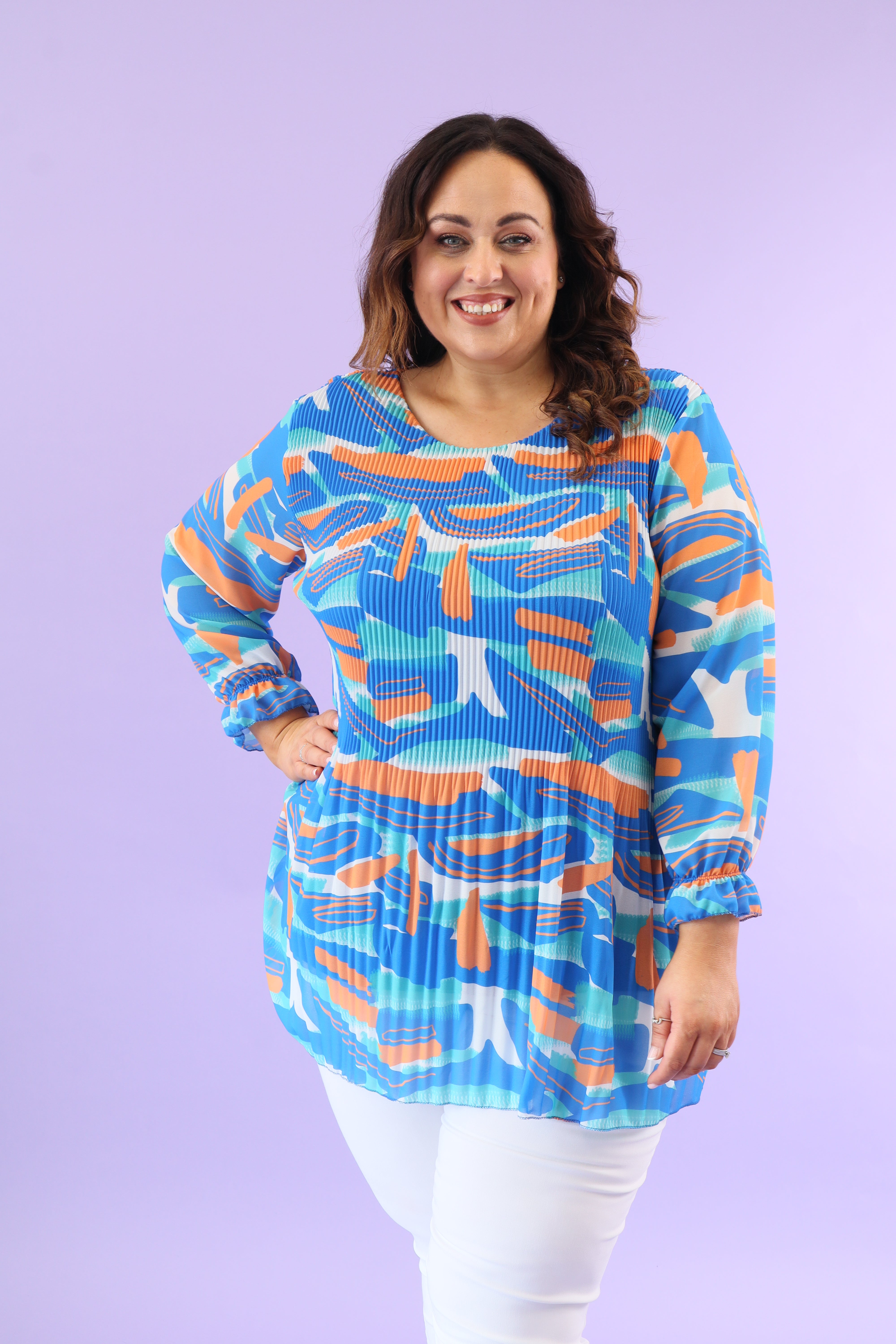 Meadow Pleated Blouse in Blue