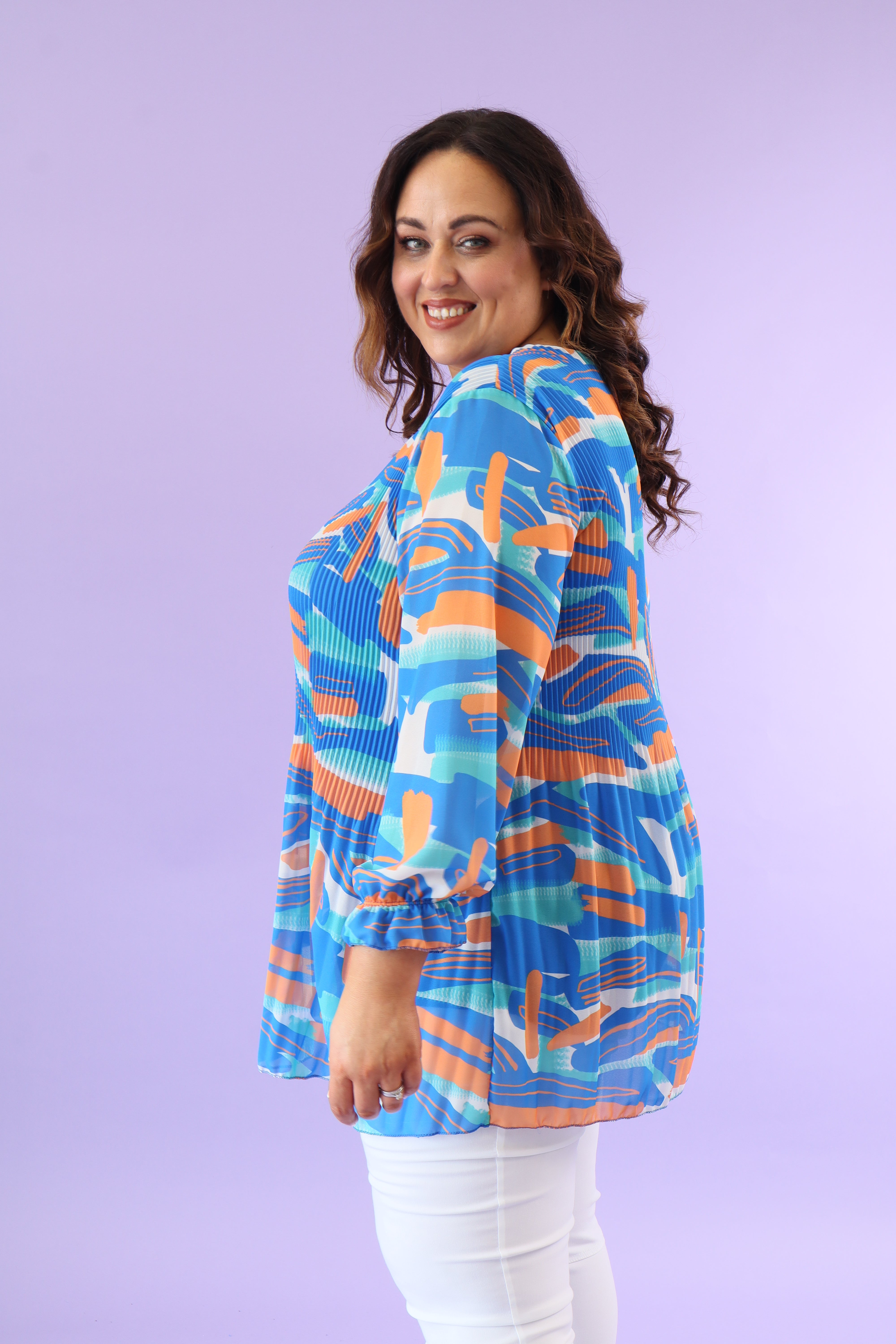 Meadow Pleated Blouse in Blue