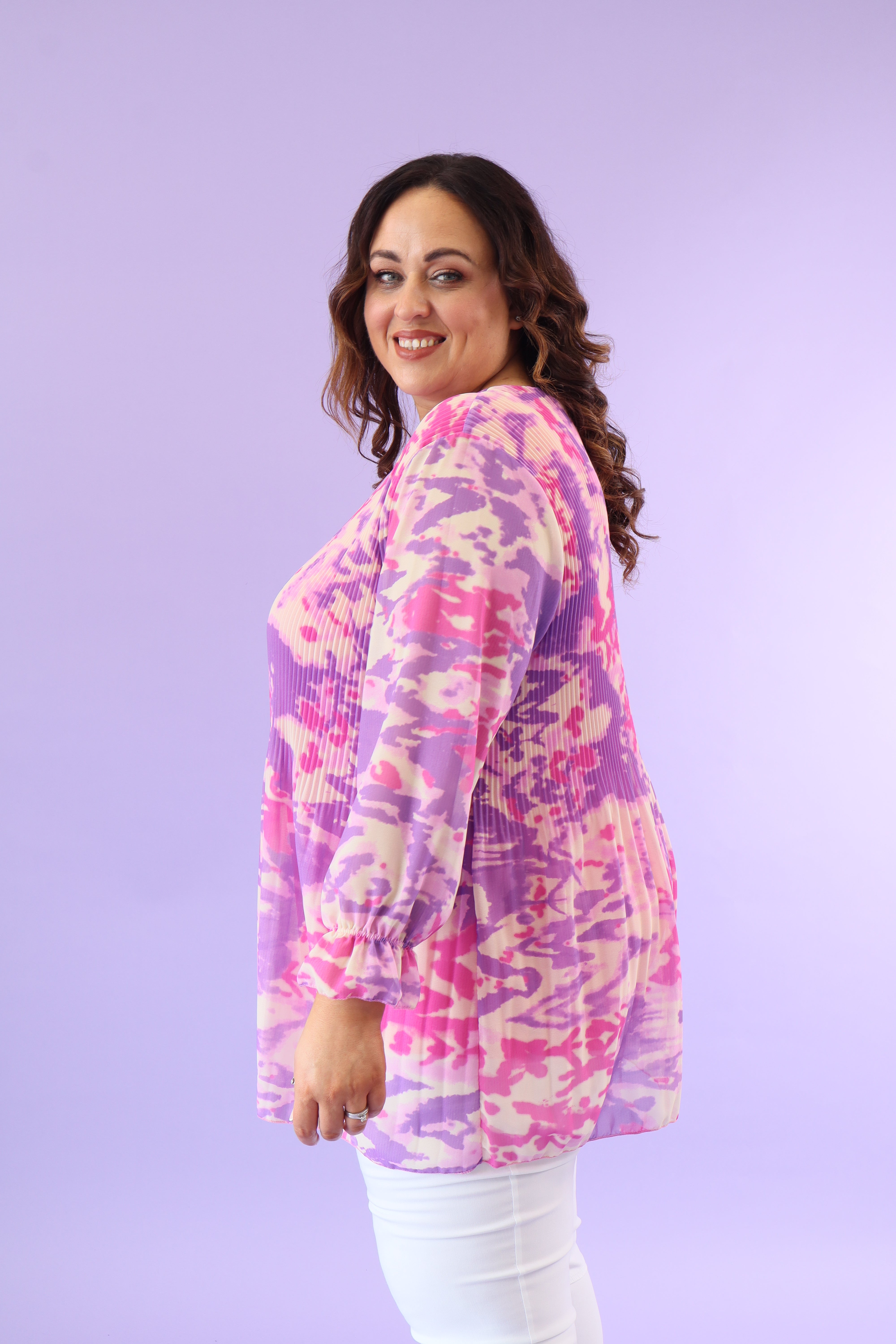 Meadow Pleated Blouse in Purple