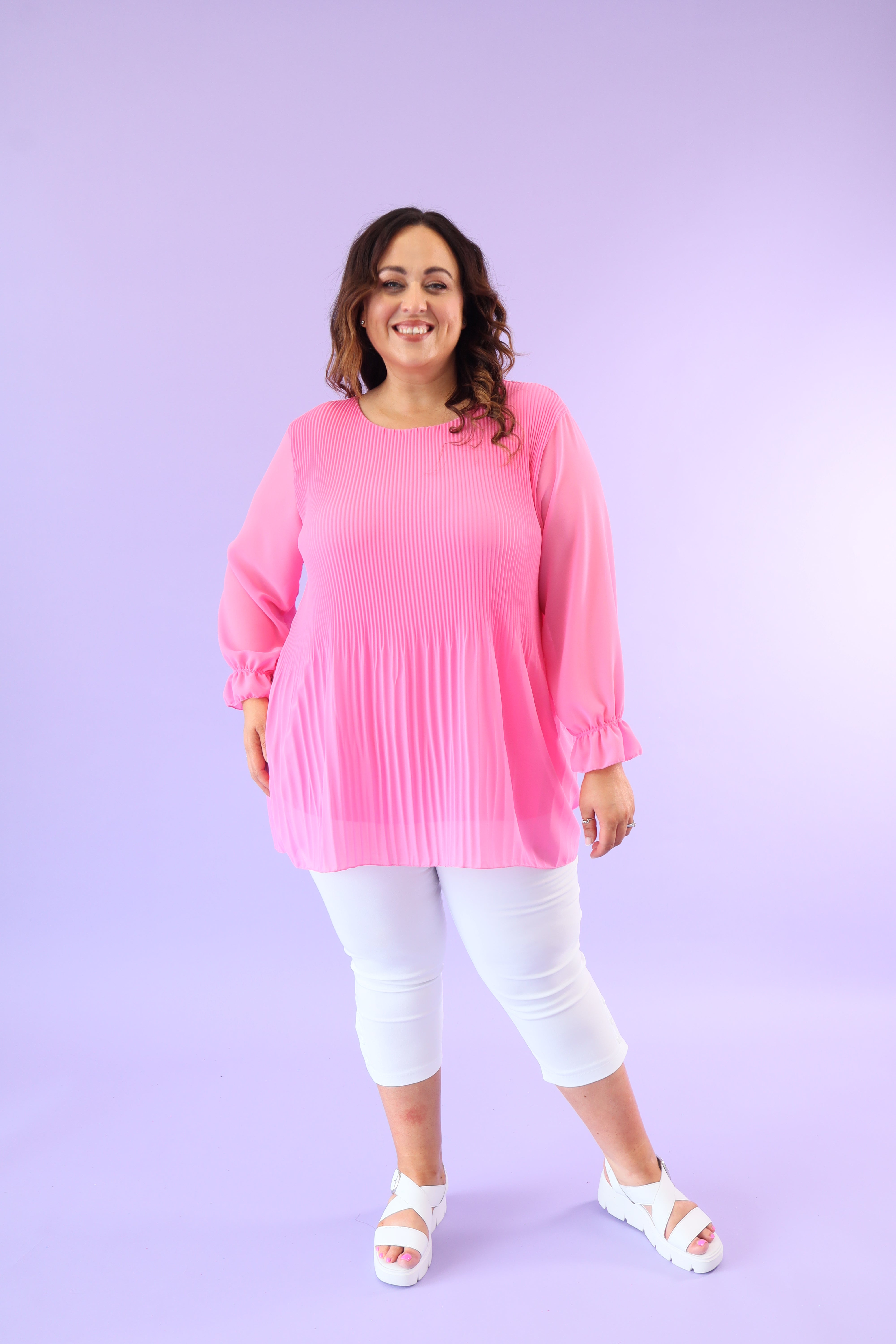 Maizie Pleated Blouse in Pink