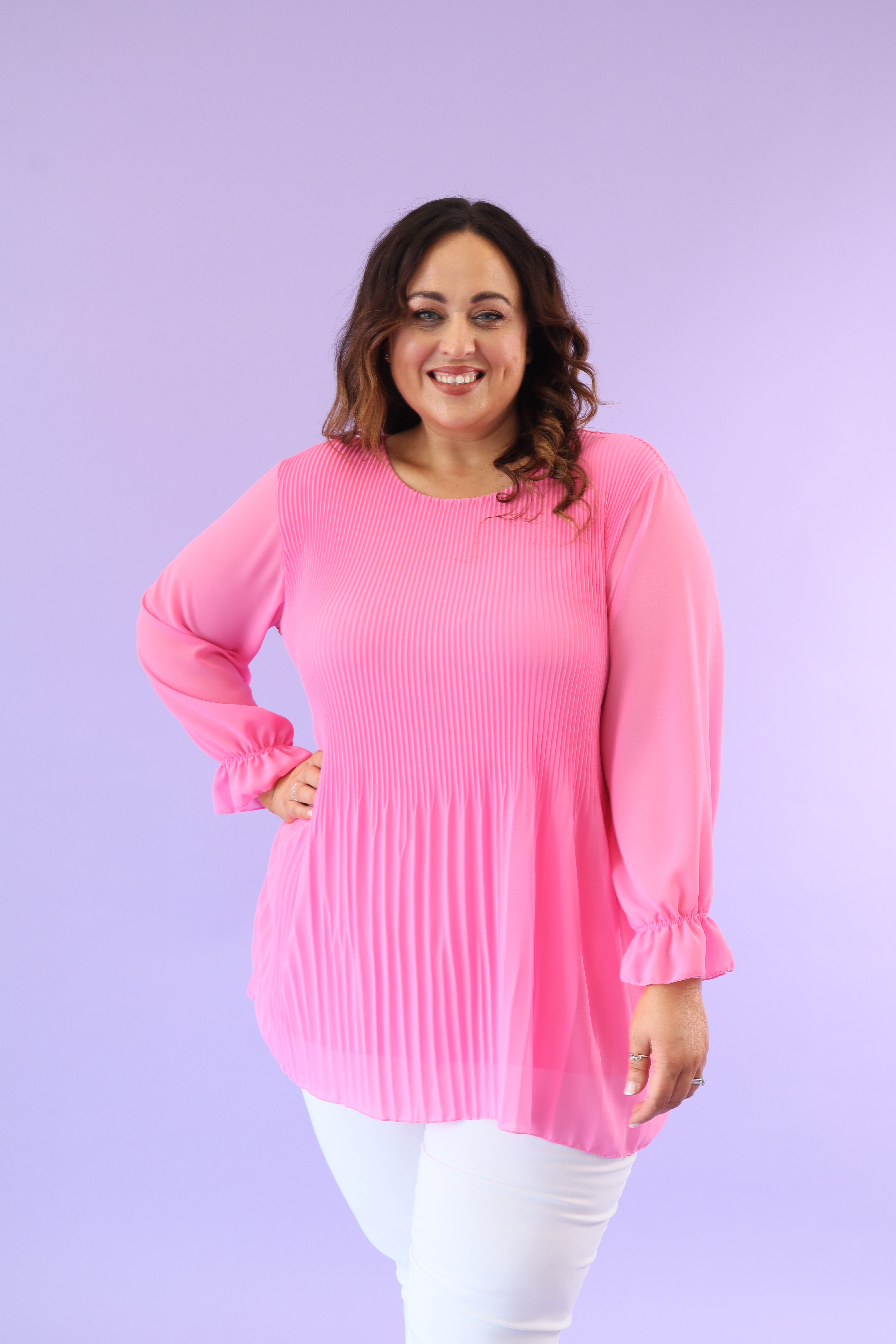 Maizie Pleated Blouse in Pink